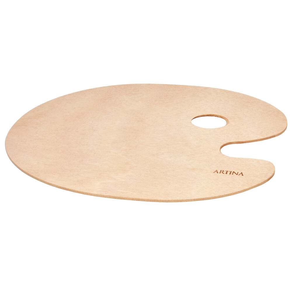 Oval Artina Farbmischpalette aus massivem Holz mit Daumeneingriff zum Mischen von Farben, 25x30 cm