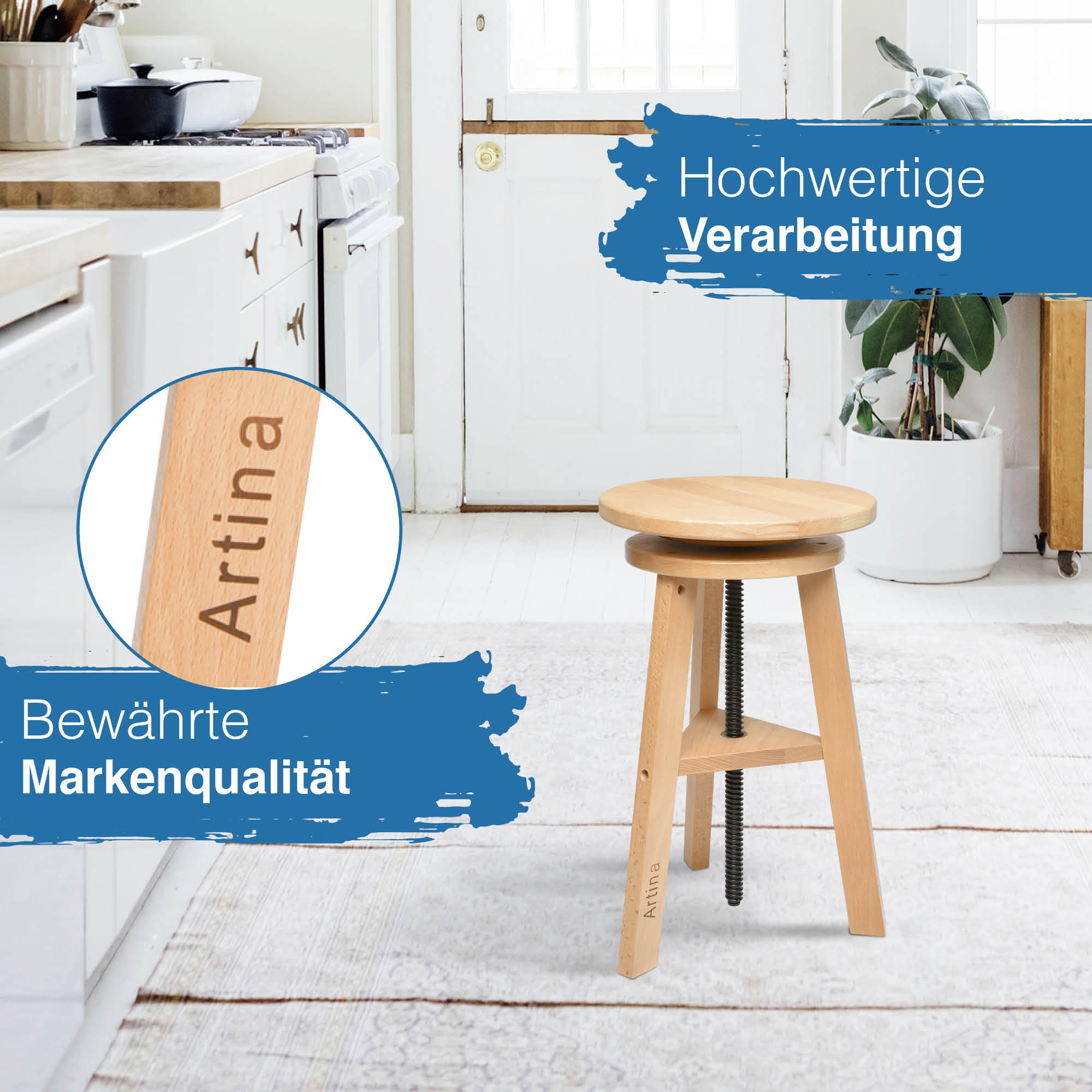 Artina Malhocker Hocker Schemel Arles aus Buchenholz FSC® zertifiziert