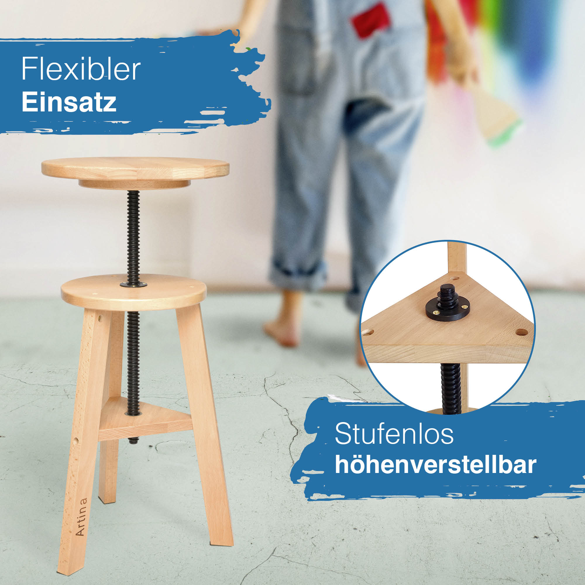 Artina Malhocker Hocker Schemel Arles aus Buchenholz FSC® zertifiziert