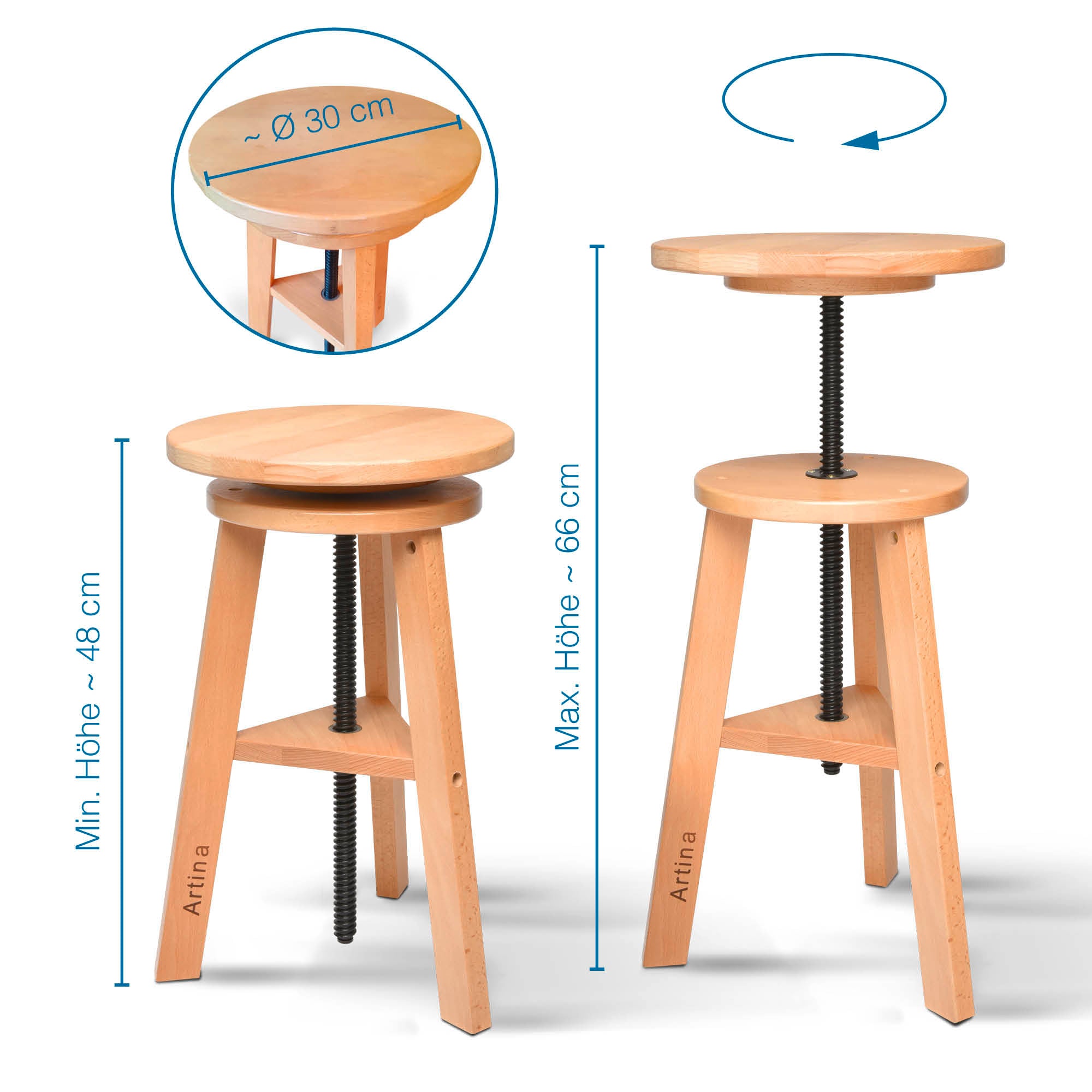 Artina Malhocker Hocker Schemel Arles aus Buchenholz FSC® zertifiziert