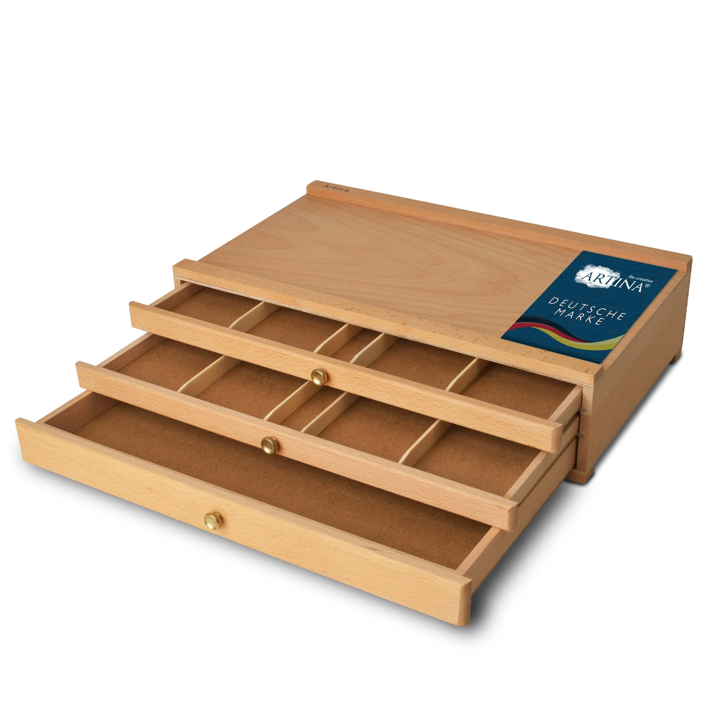 aufbewahrung für malutensilien Holzkasten Troyes Holzkoffer – Praktischer Werkzeugkoffer aus Buchenholz –  Staffeleien-Shop