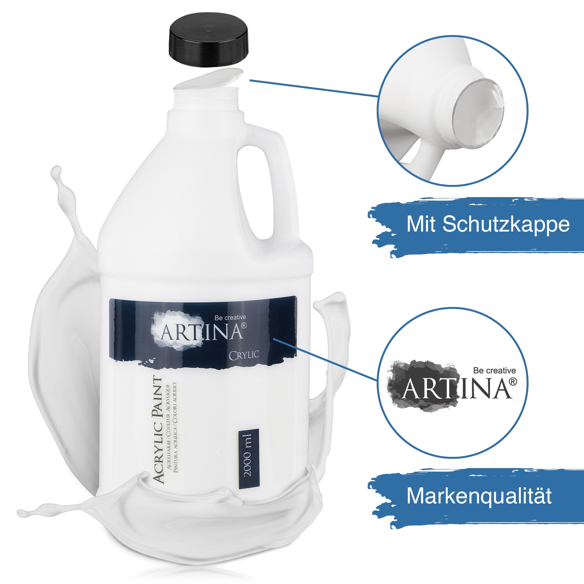 Artina Crylic Acrylfarbe 2000ml Titanweiß