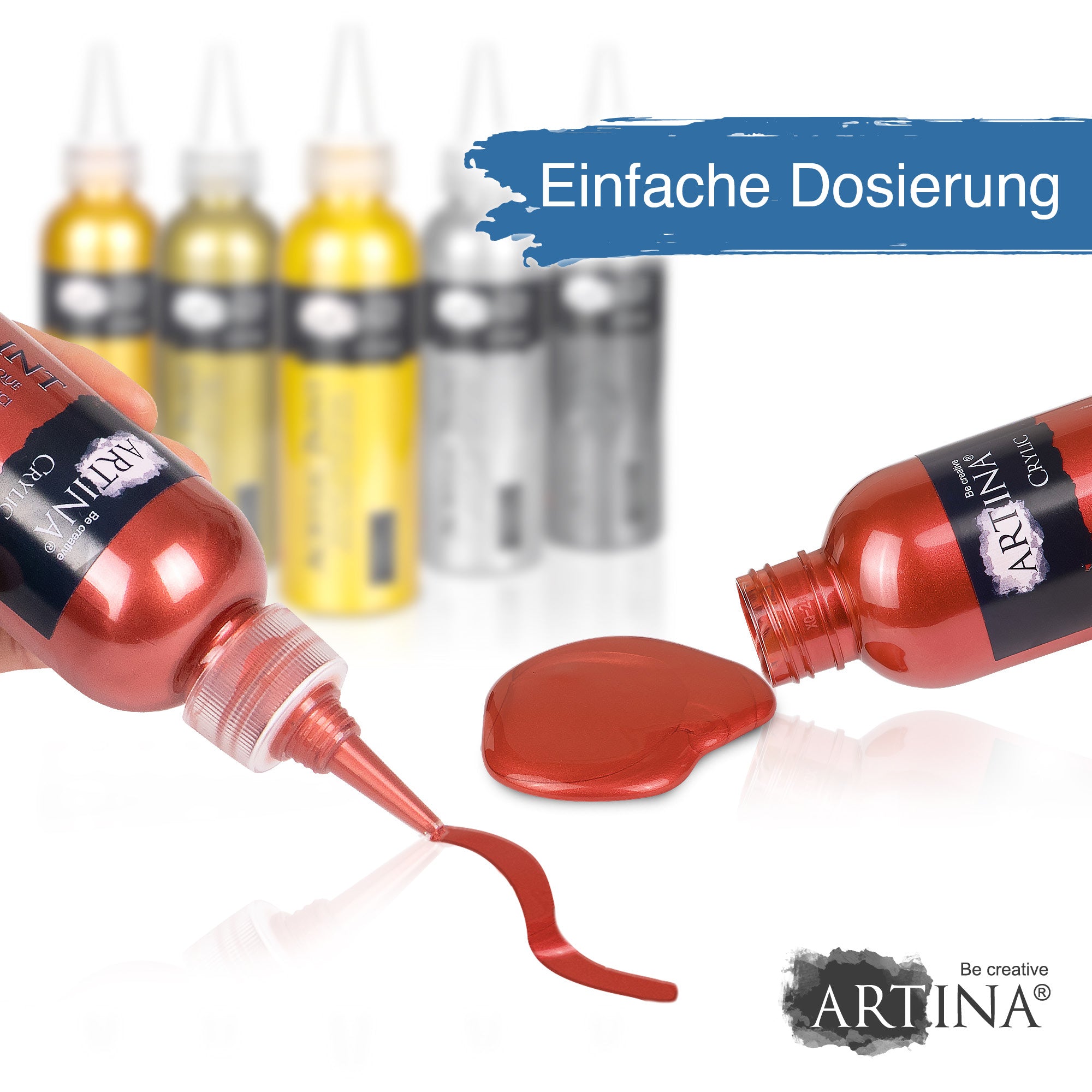 6er Set Artina Metallic Crylic Acrylfarben 6x75ml, 6x150ml Acryl Malfarbe