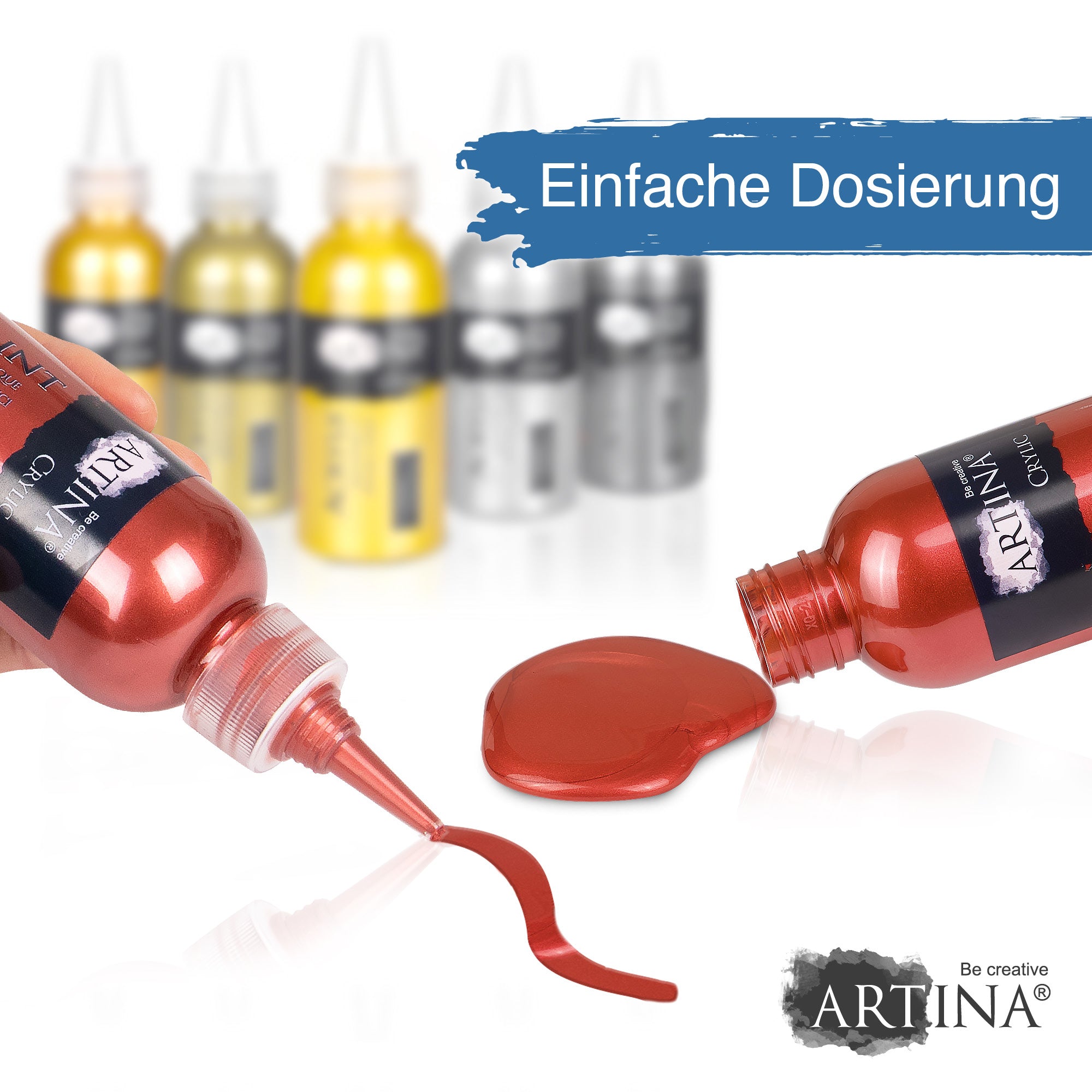 6er Set Artina Metallic Crylic Acrylfarben 6x75ml, 6x150ml Acryl Malfarbe