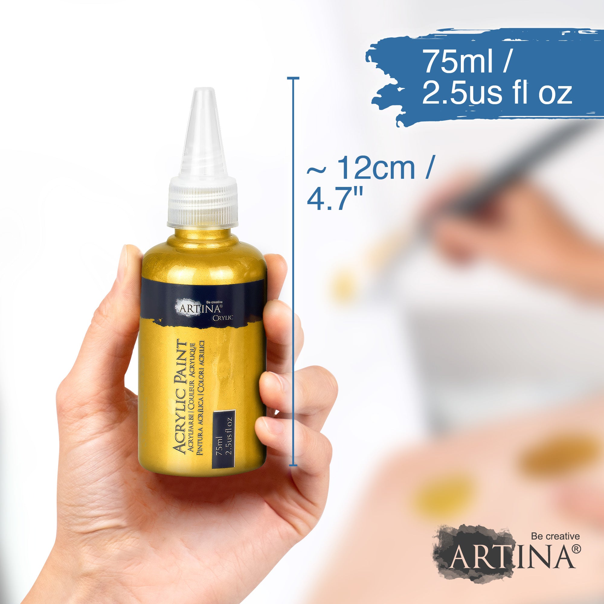 6er Set Artina Metallic Crylic Acrylfarben 6x75ml, 6x150ml Acryl Malfarbe