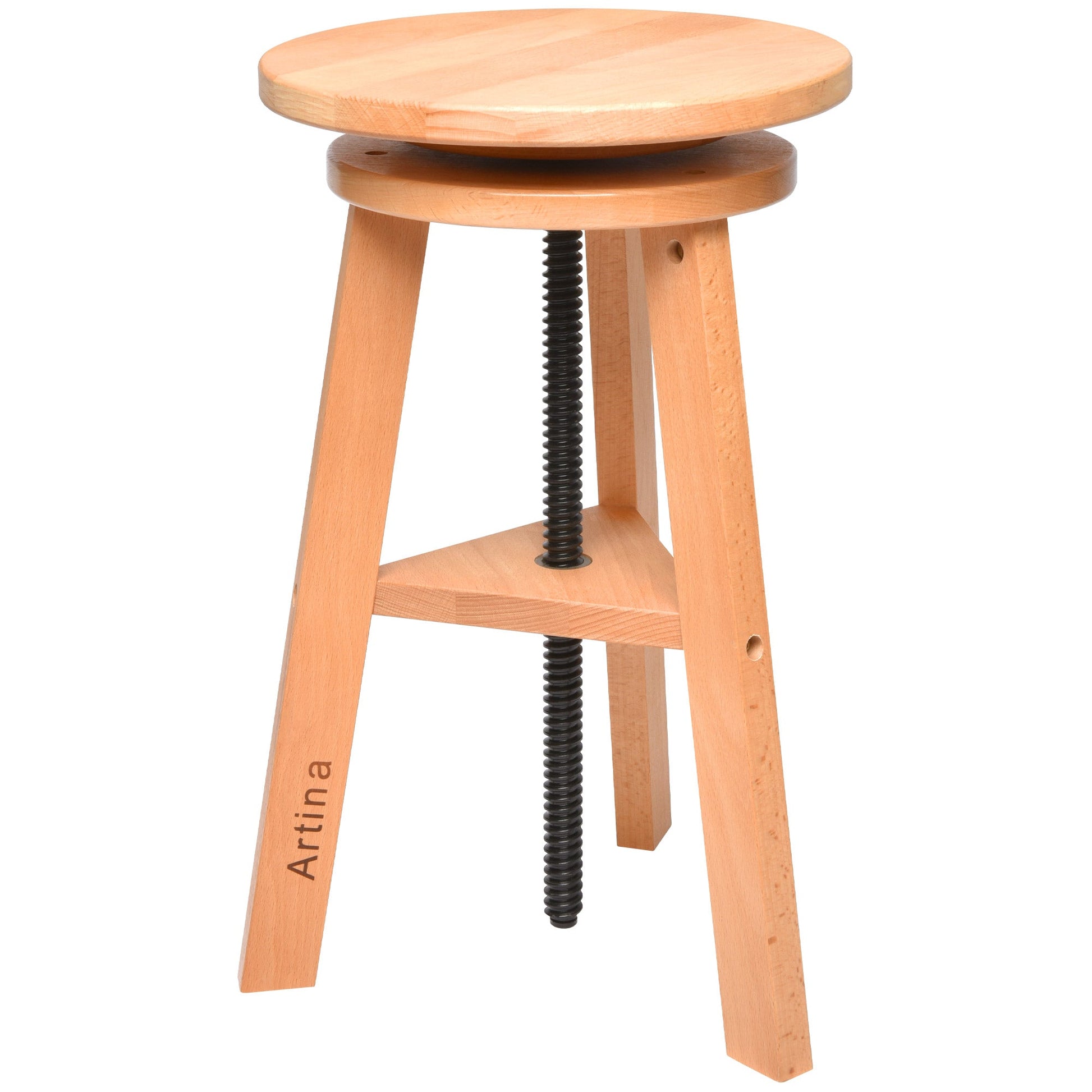 Artina Malhocker drehbar aus FSC zertifiziertem Buchenholz höhenverstellbar 42-60 cm Sitzdurchmesser 25 cm
