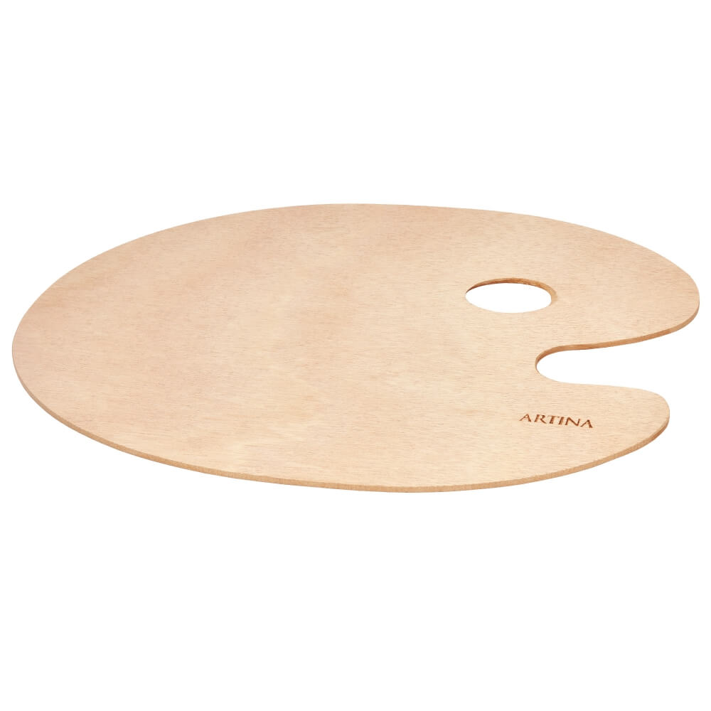 Oval Artina Farbmischpalette aus massivem Holz mit Daumeneingriff zum Mischen von Farben, 25x30 cm