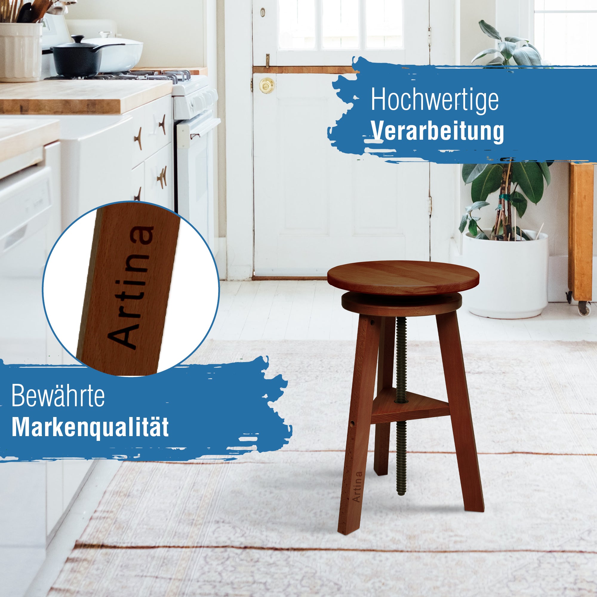 Artina Malhocker Hocker Schemel Arles aus Buchenholz Nussbaum FSC® zertifiziert