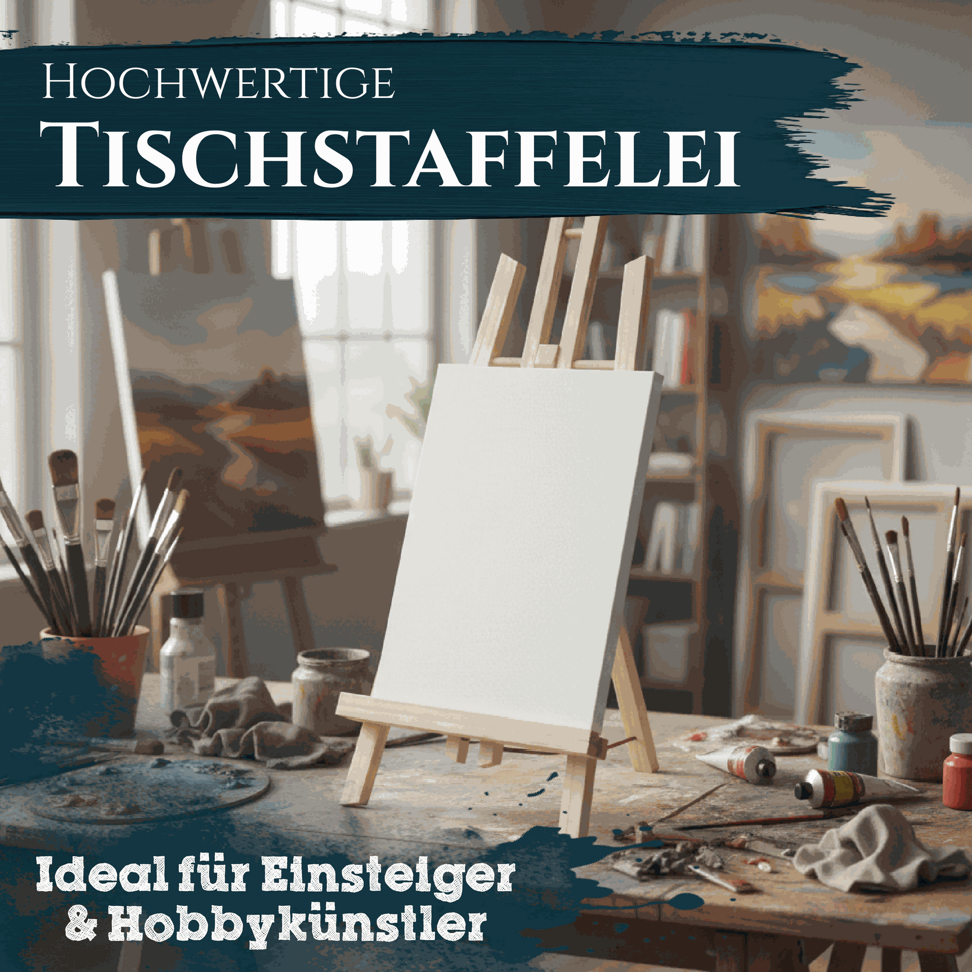 Tischstaffelei aus massivem Kiefernholz Modell London für Einsteiger und Hobbykünstler, kompakt und leicht