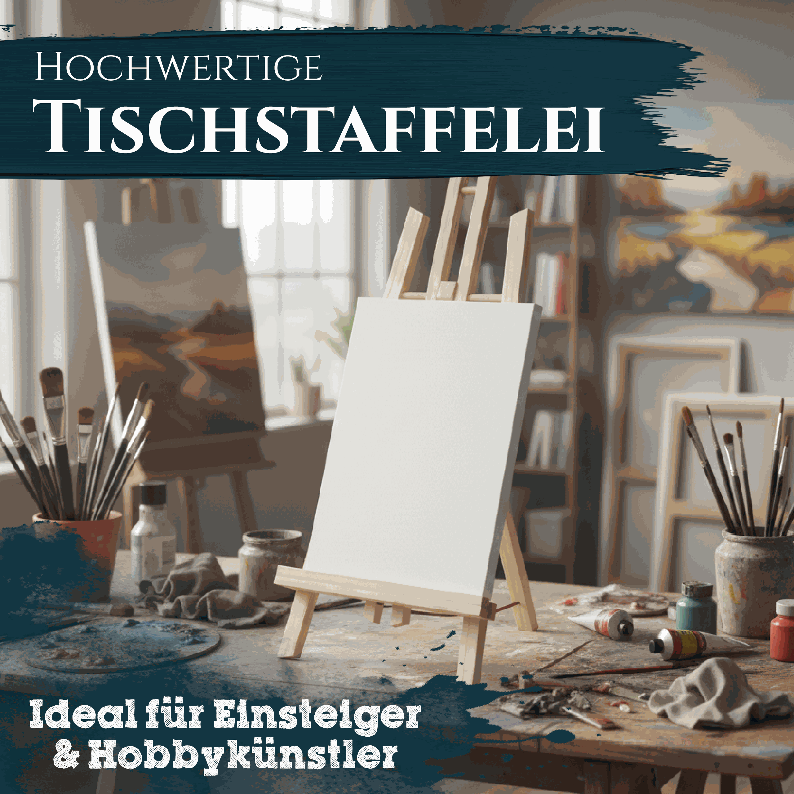 Tischstaffelei aus massivem Kiefernholz Modell London für Einsteiger und Hobbykünstler, kompakt und leicht