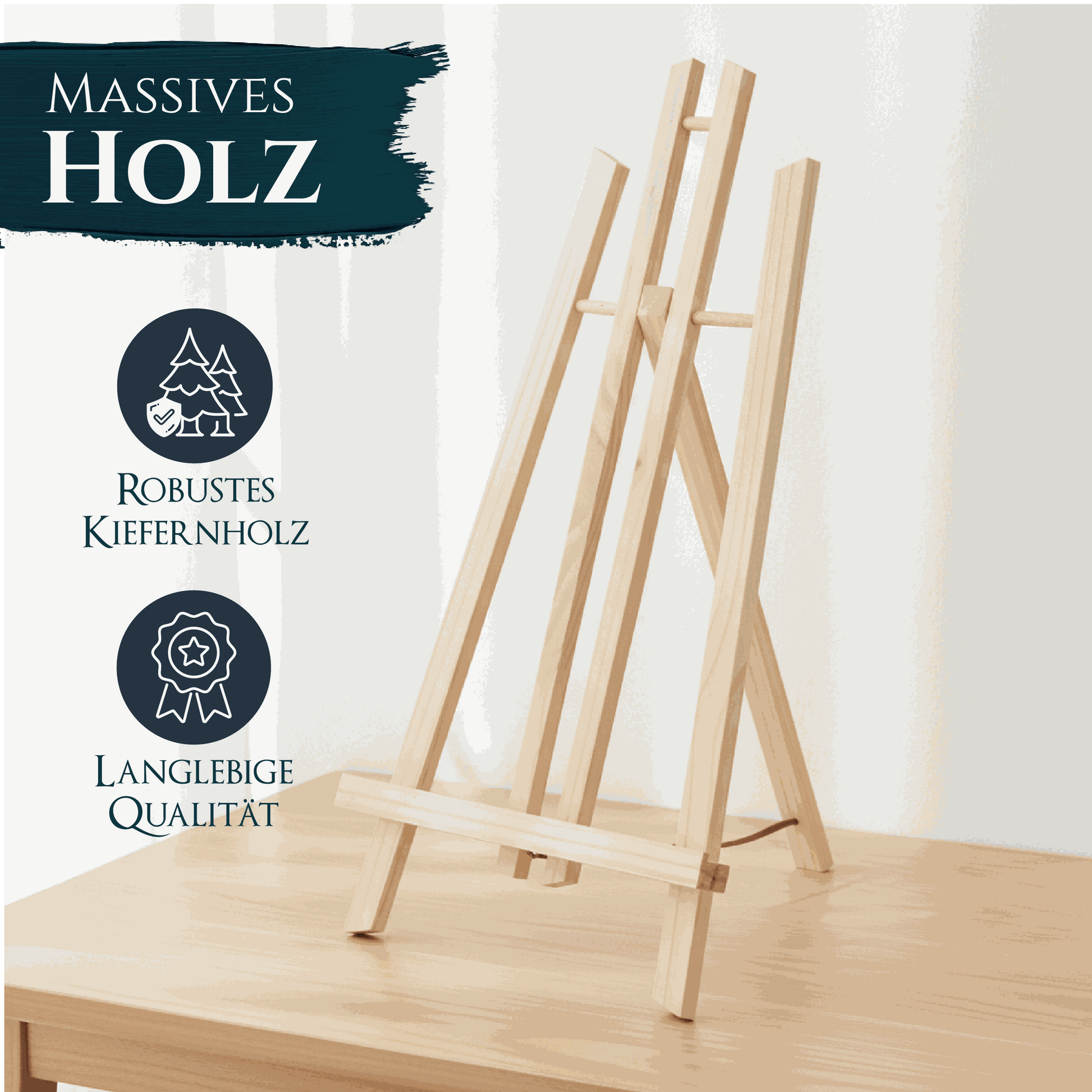 Tischstaffelei aus massivem Kiefernholz Modell London für 24x29x47cm Malfläche leicht klappbar robust