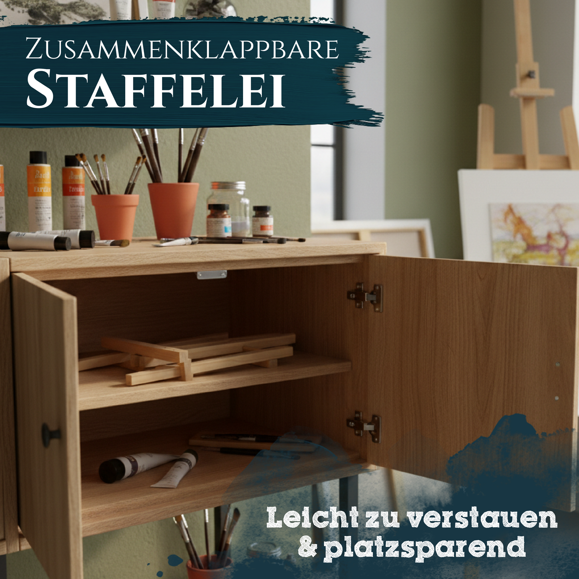 Artina Tischstaffelei Manchester aus geöltem Kiefernholz, klappbar und platzsparend
