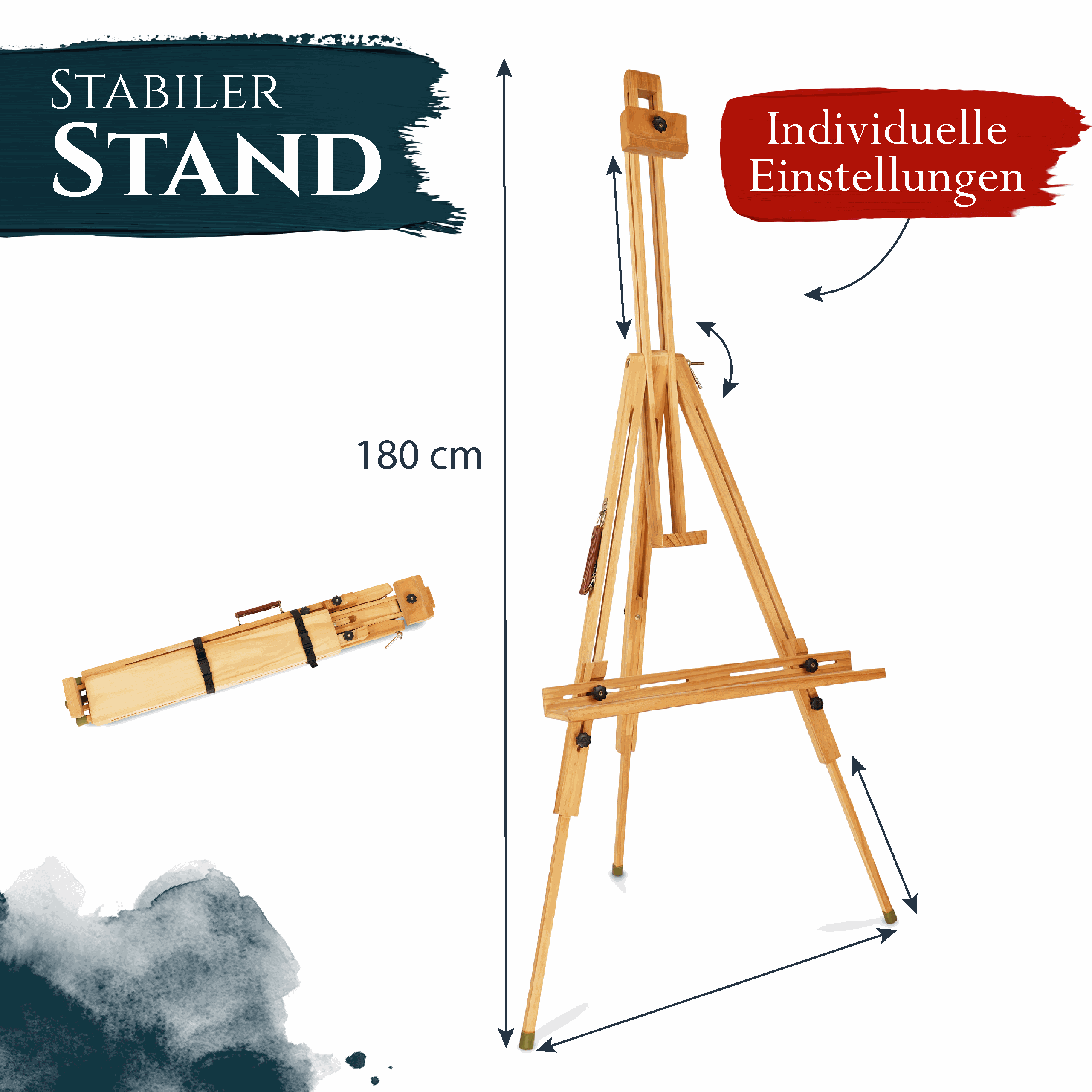 Feldstaffelei Saint-Tropez aus massivem Buchenholz höhenverstellbar und klappbar