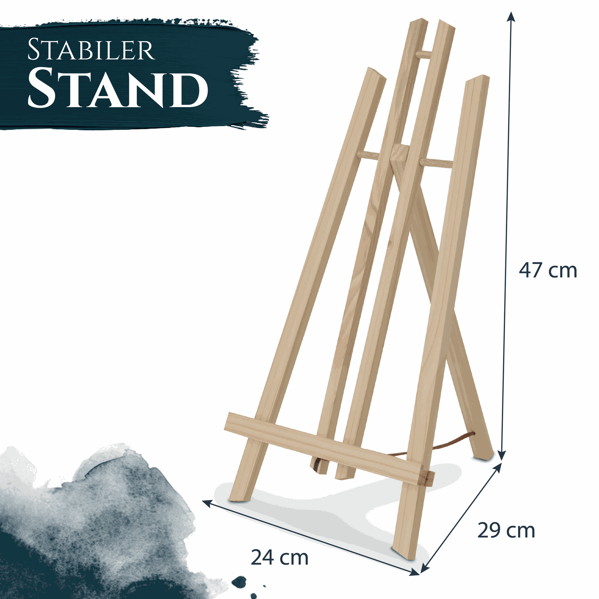 Tischstaffelei aus massivem Kiefernholz Modell London 24x29x47 cm stabiler Stand kompakt und leicht