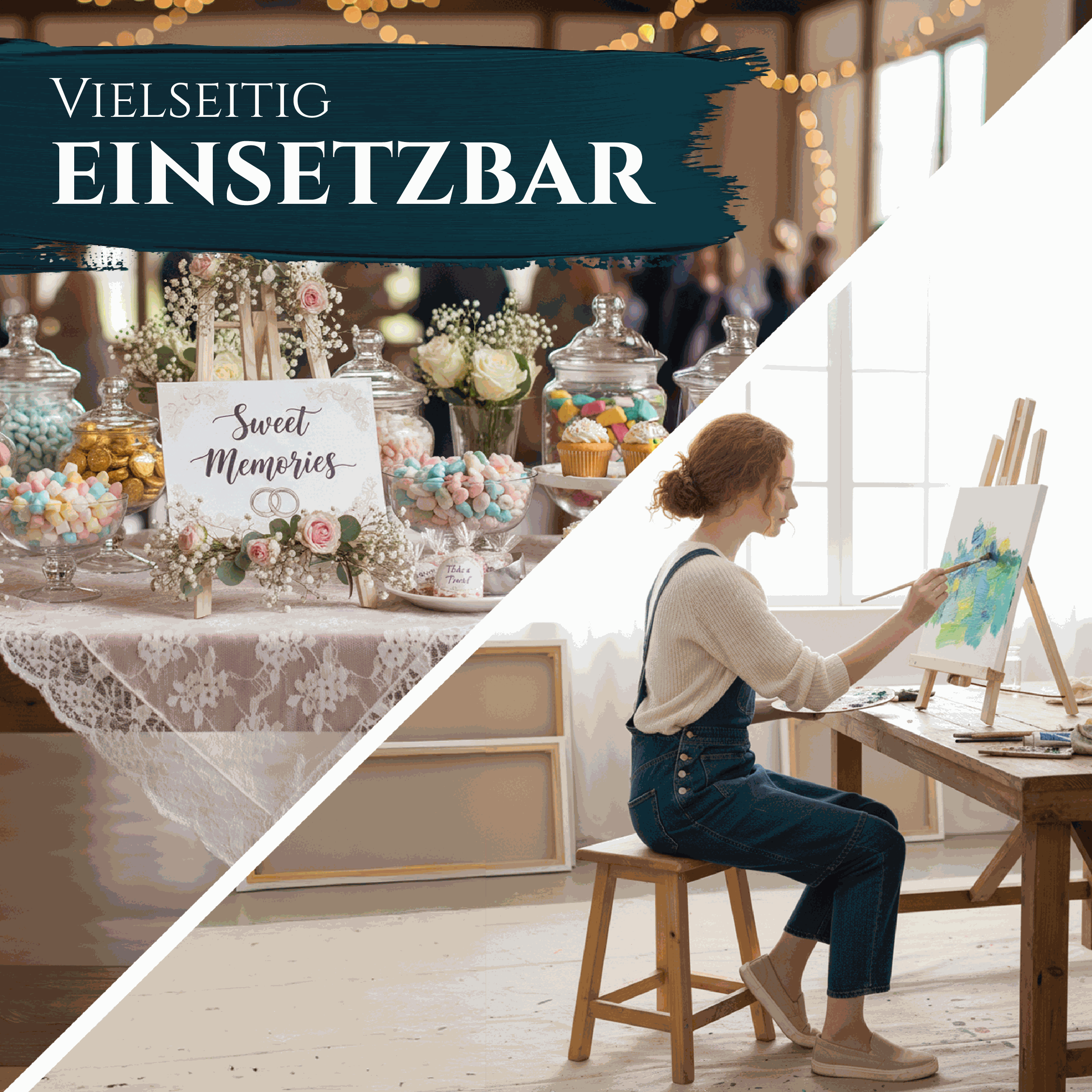 Tischstaffelei aus massivem Kiefernholz Modell London ideal für Malerei und Präsentation, leicht und klappbar