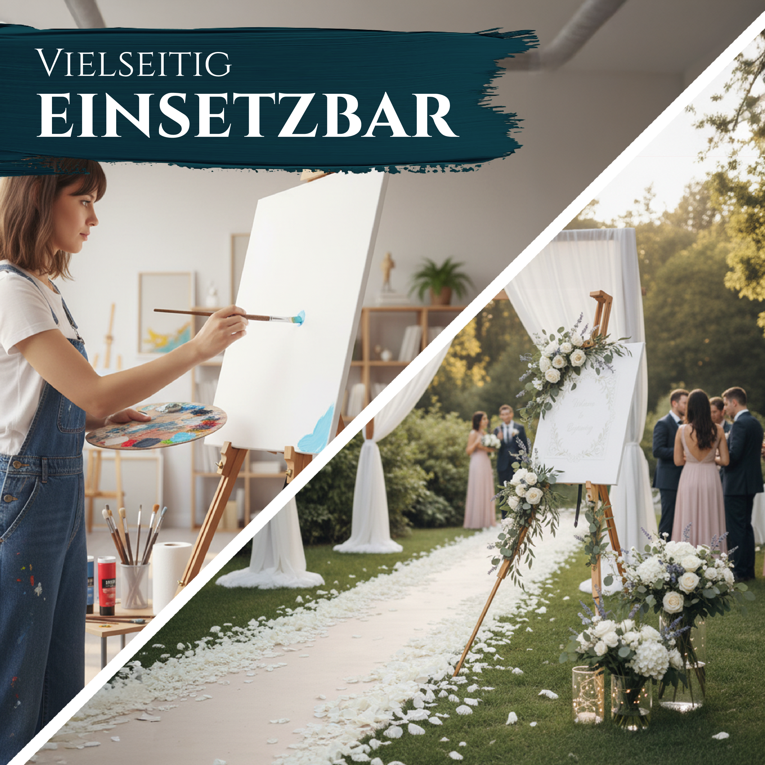 Artina Feldstaffelei Porto aus massivem Buchenholz, verstellbar bis 90°, leicht und tragbar für Atelier und Outdoor-Einsatz