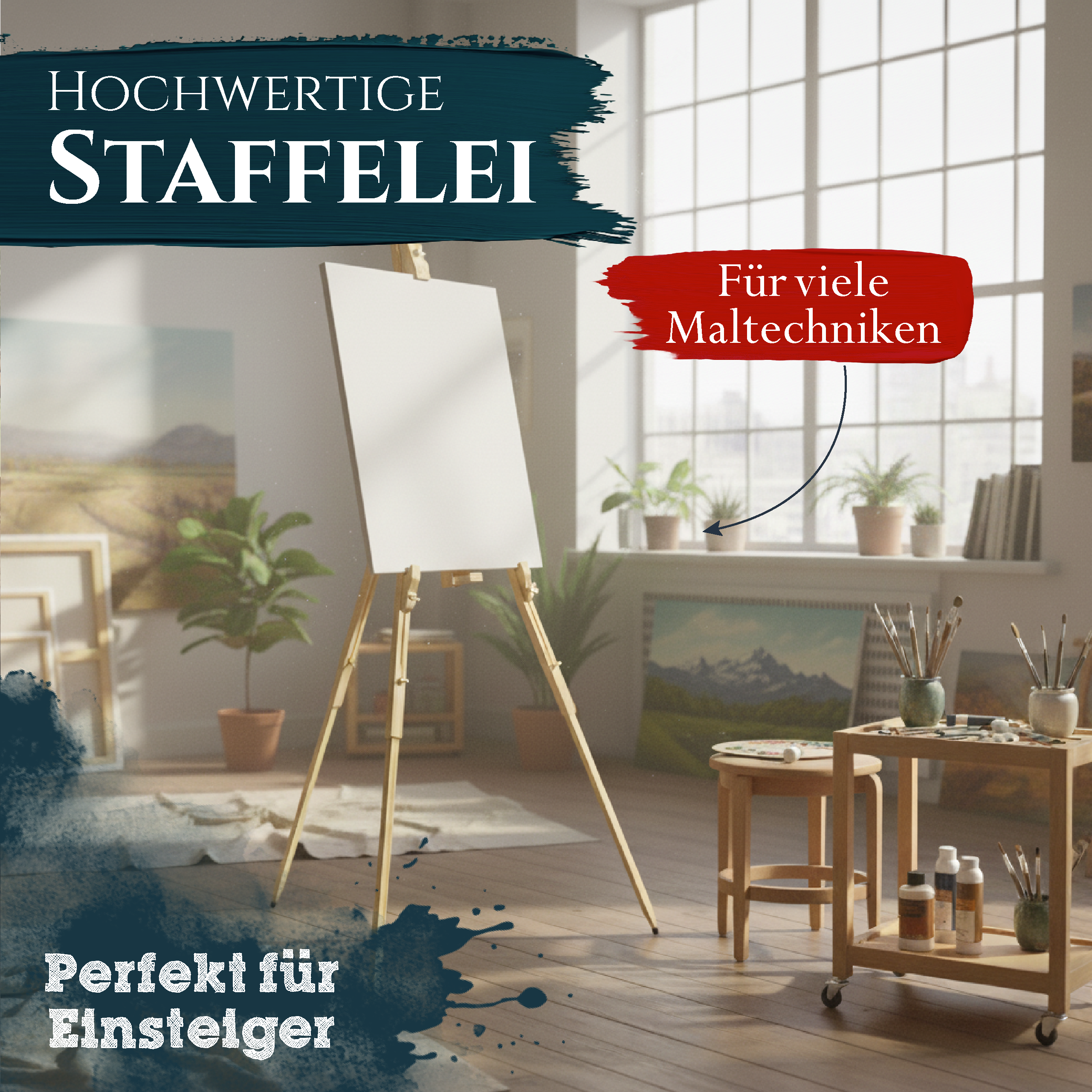 Artina Feldstaffelei Staffelei Malaga aus massivem Kiefern-Holz