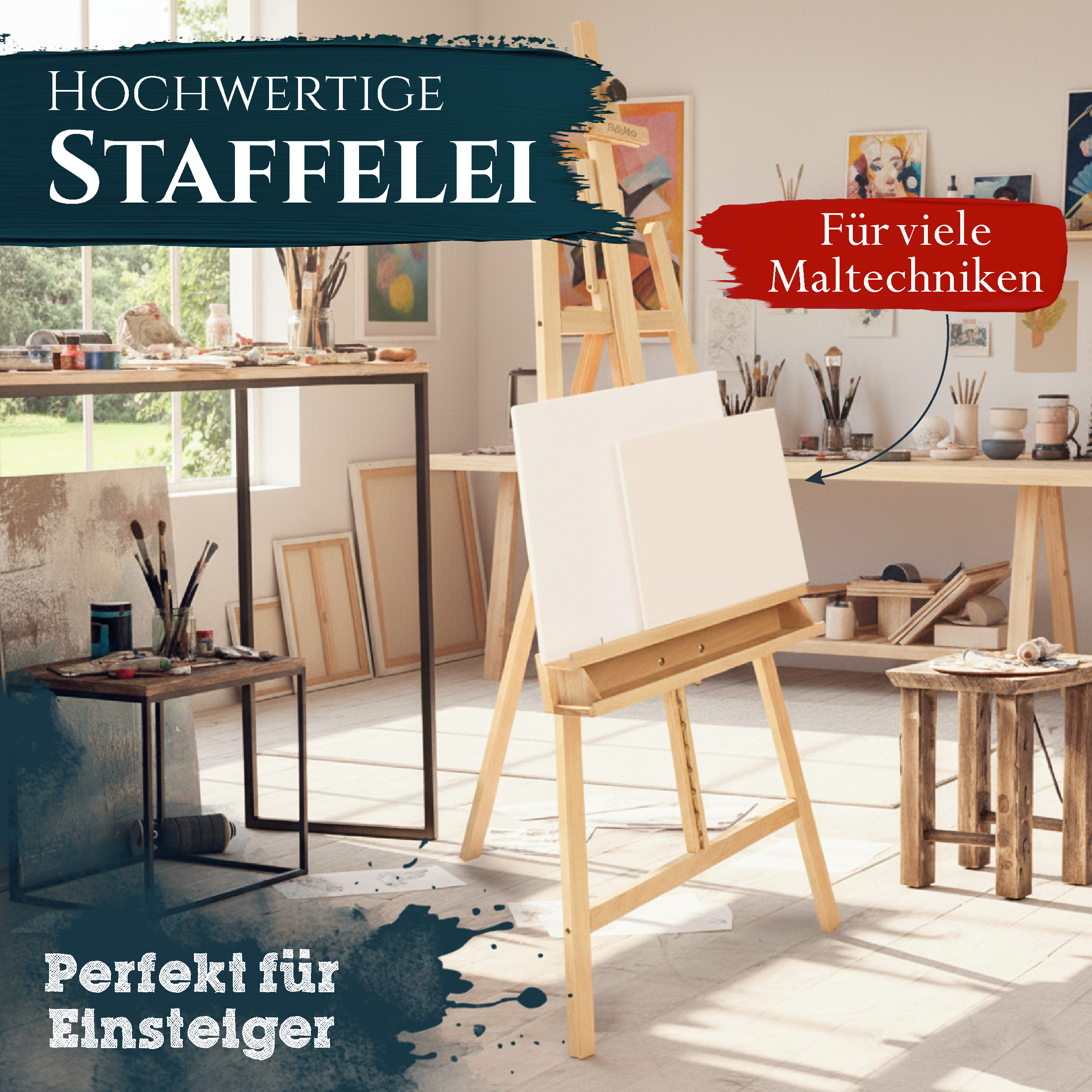 Artina Akademiestaffelei Staffelei Barcelona aus massivem Buchen-Holz