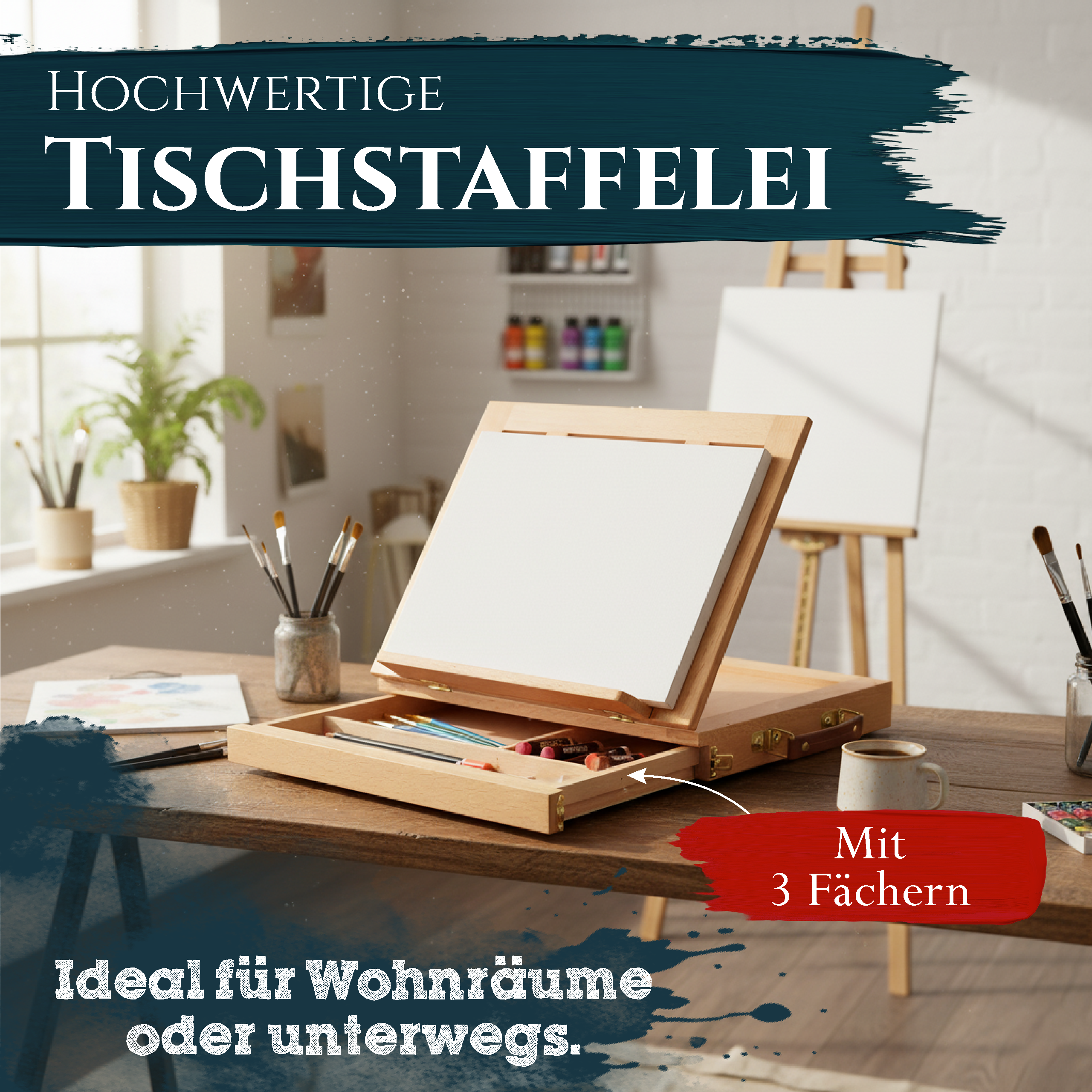 Artina Tischstaffelei Colmar Zeichenbrett Buchstütze Aufbewahrungsfach