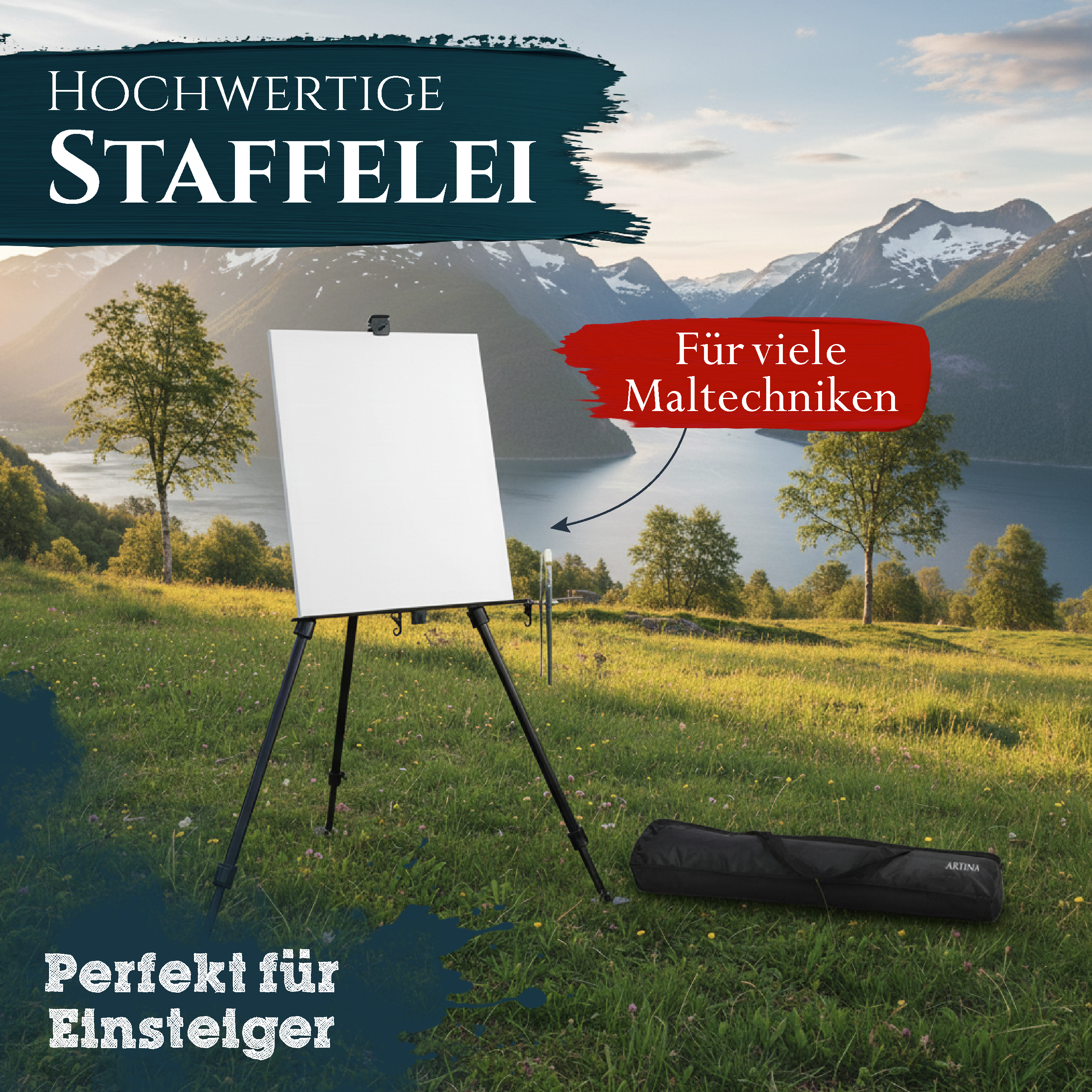 Artina Aluminium-Staffelei Paris Teleskop Feldstaffelei Tischstaffelei