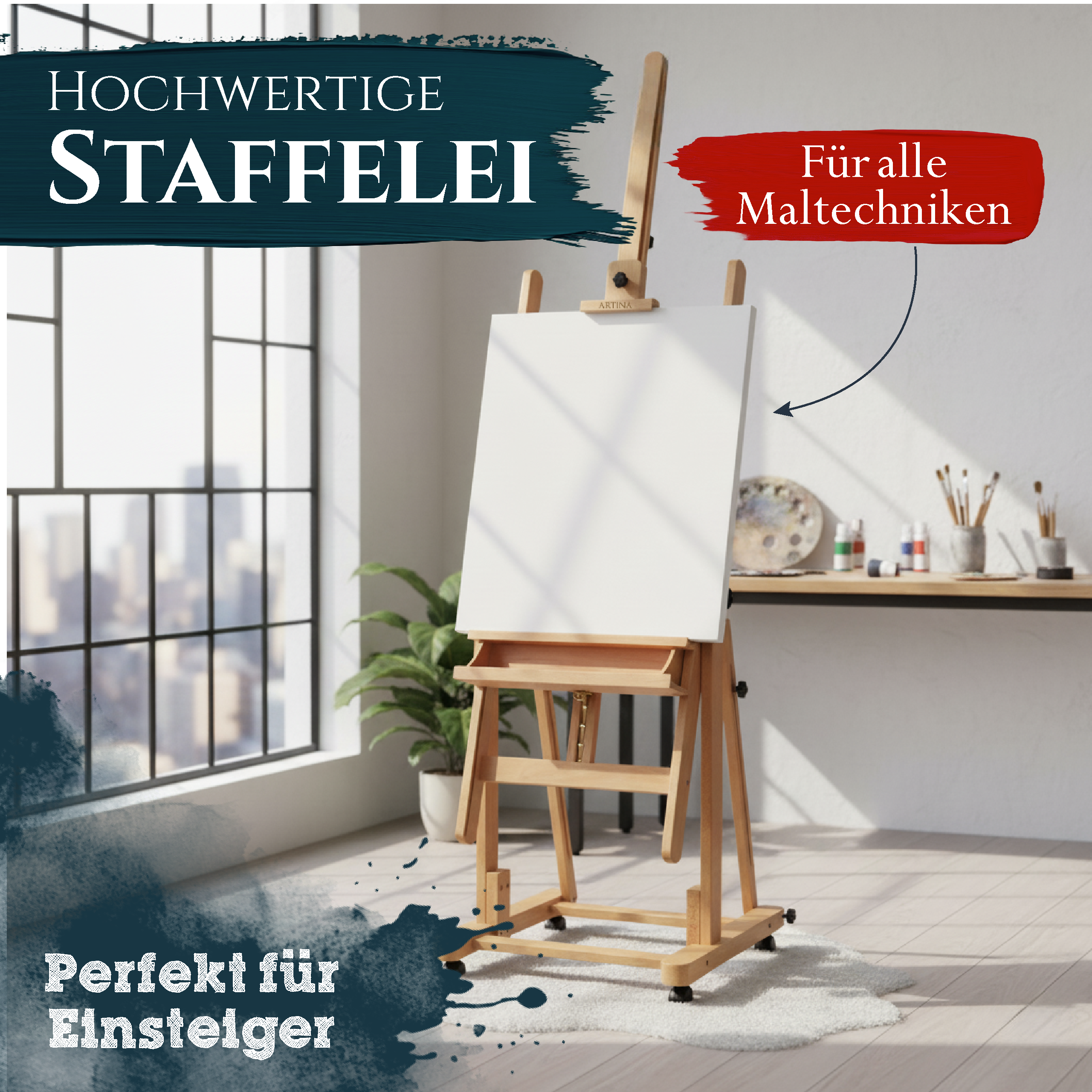 Artina Atelierstaffelei Aquarellstaffelei Staffelei Verona aus Buche