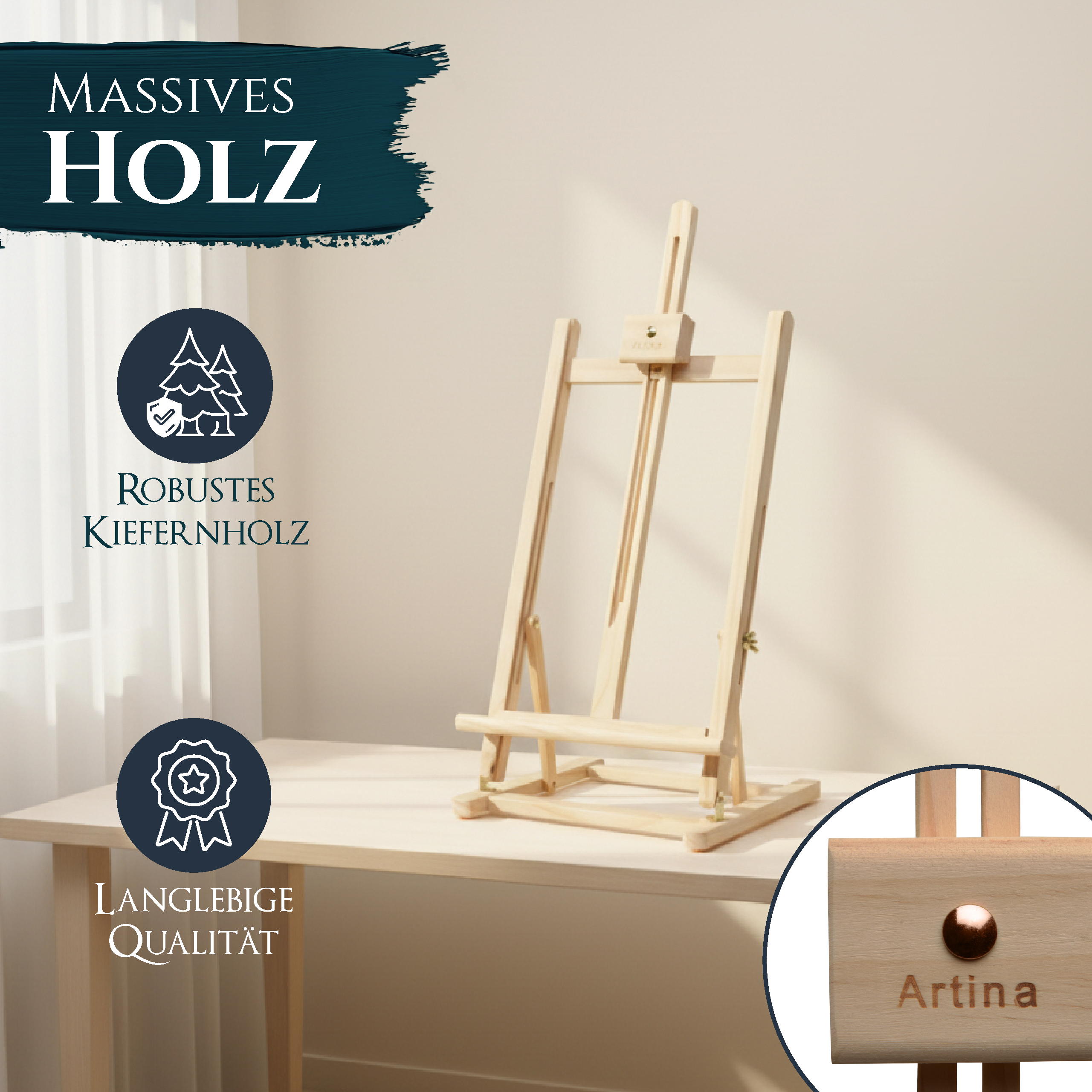 Artina Tischstaffelei Staffelei Sydney aus massivem Kiefern-Holz