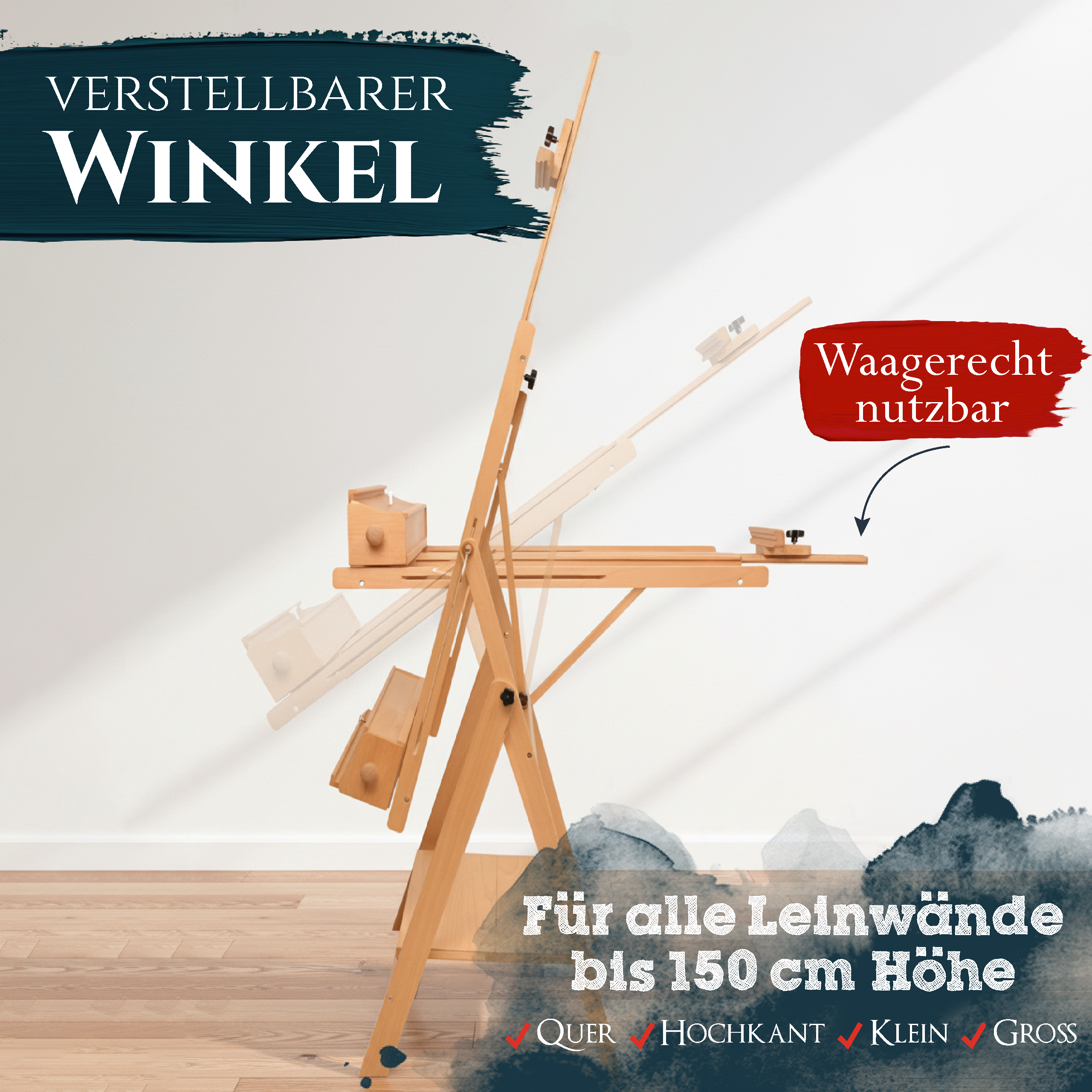 Artina Atelierstaffelei Aquarellstaffelei Staffelei Napoli aus Buche