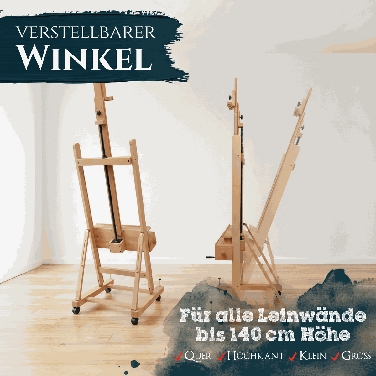 Artina Atelierstaffelei Pisa – Staffelei mit Kurbel, Buche – Staffeleien-Shop
