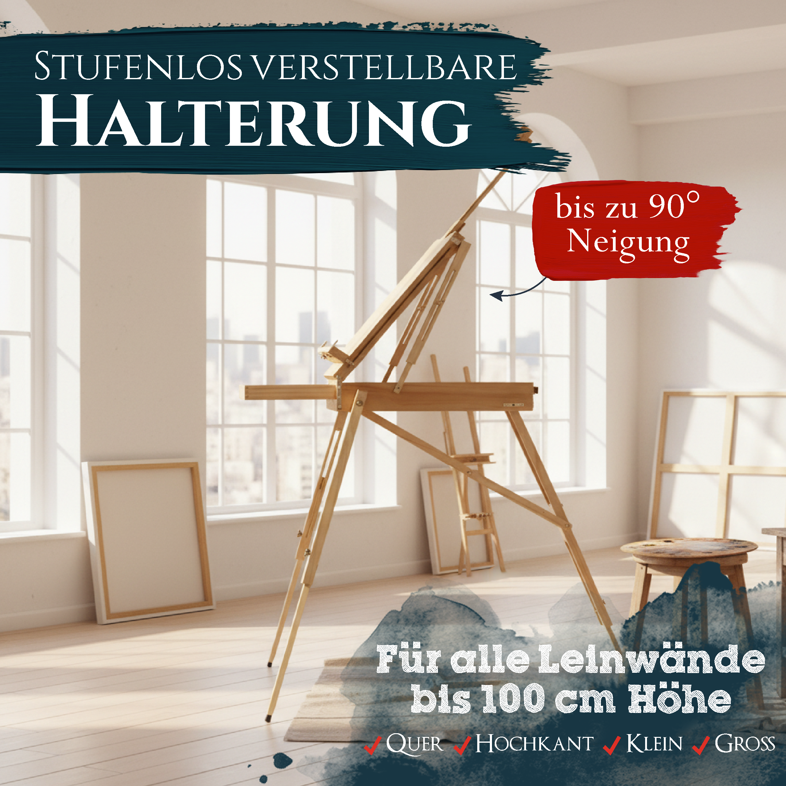 Artina Kofferstaffelei Feldstaffelei Staffelei Madrid aus Kiefern-Holz