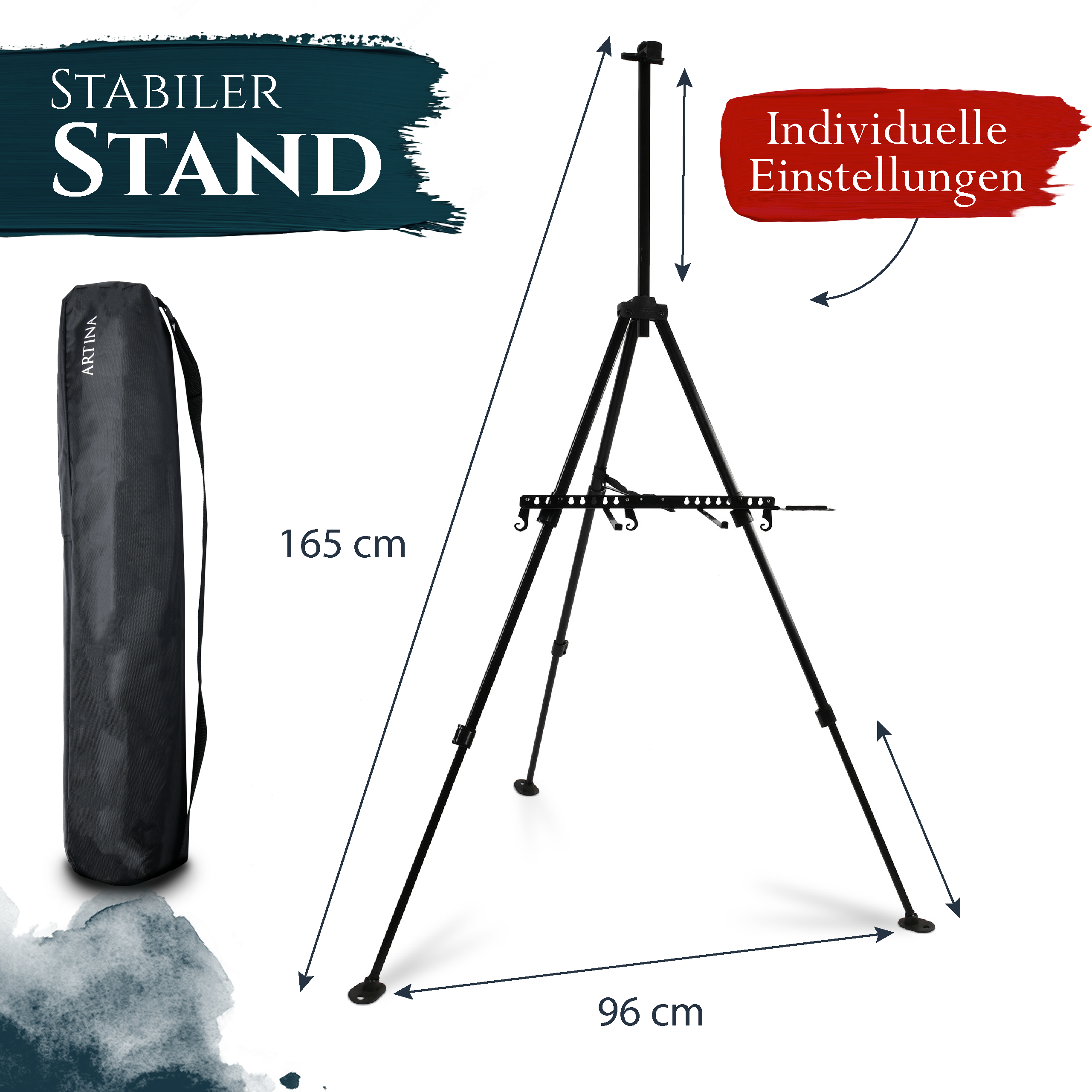 Artina Aluminium-Staffelei Paris Teleskop Feldstaffelei Tischstaffelei