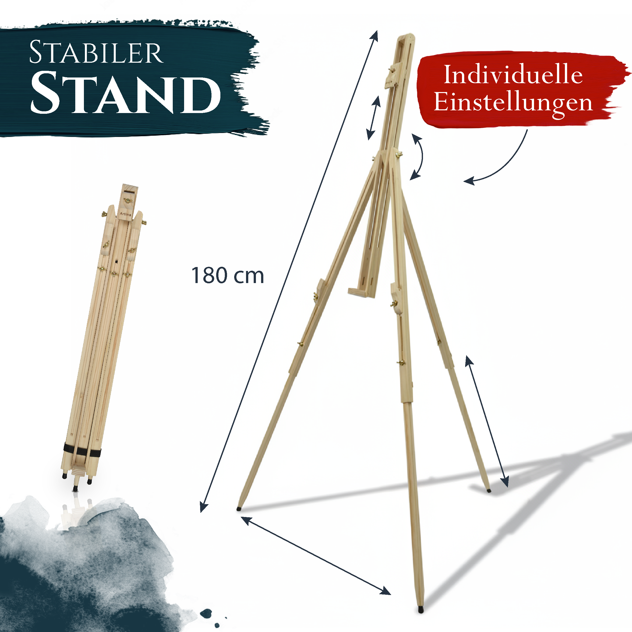 Artina Feldstaffelei Staffelei Malaga aus massivem Kiefern-Holz