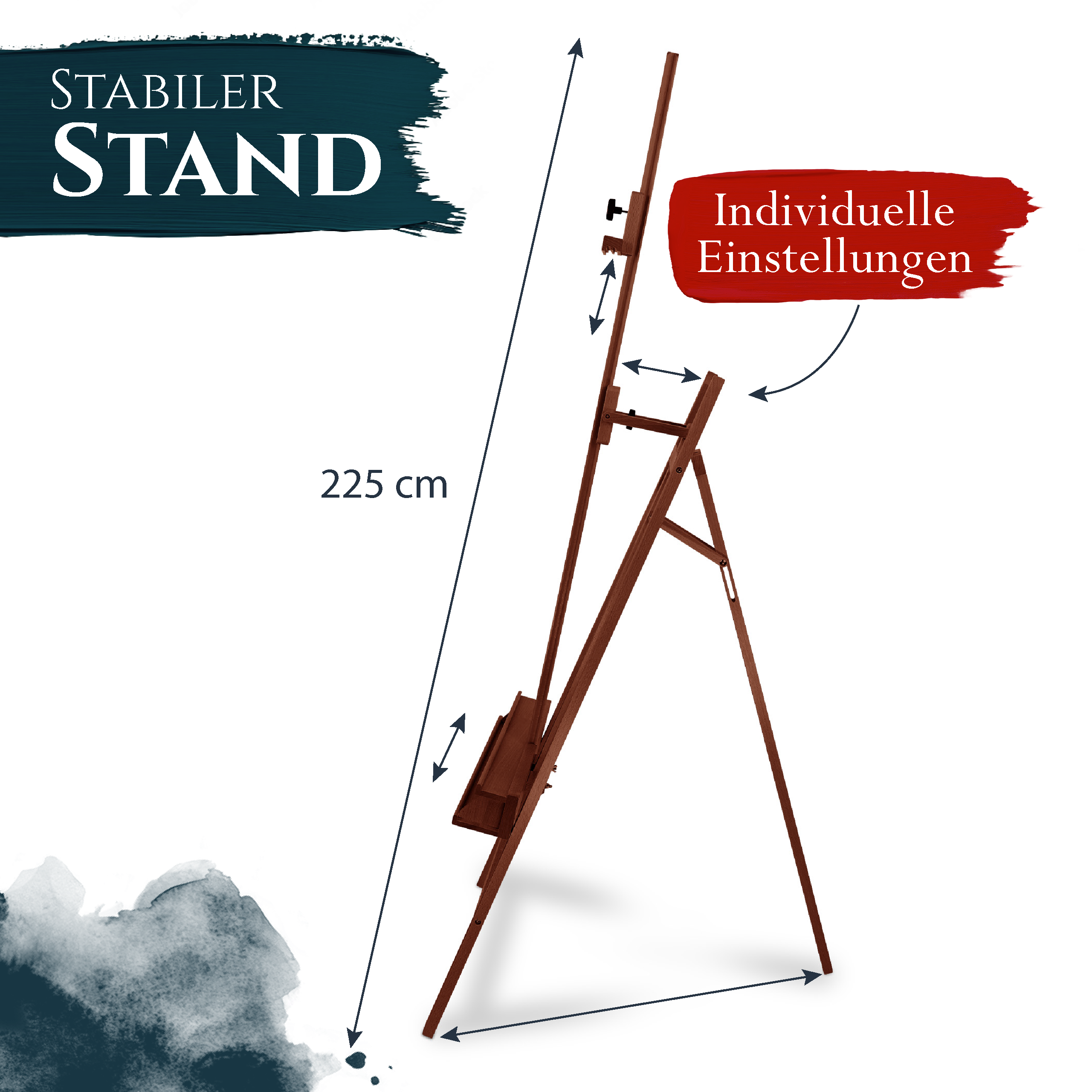 Artina Akademiestaffelei Staffelei Barcelona aus massivem Buchenholz Nussbaum