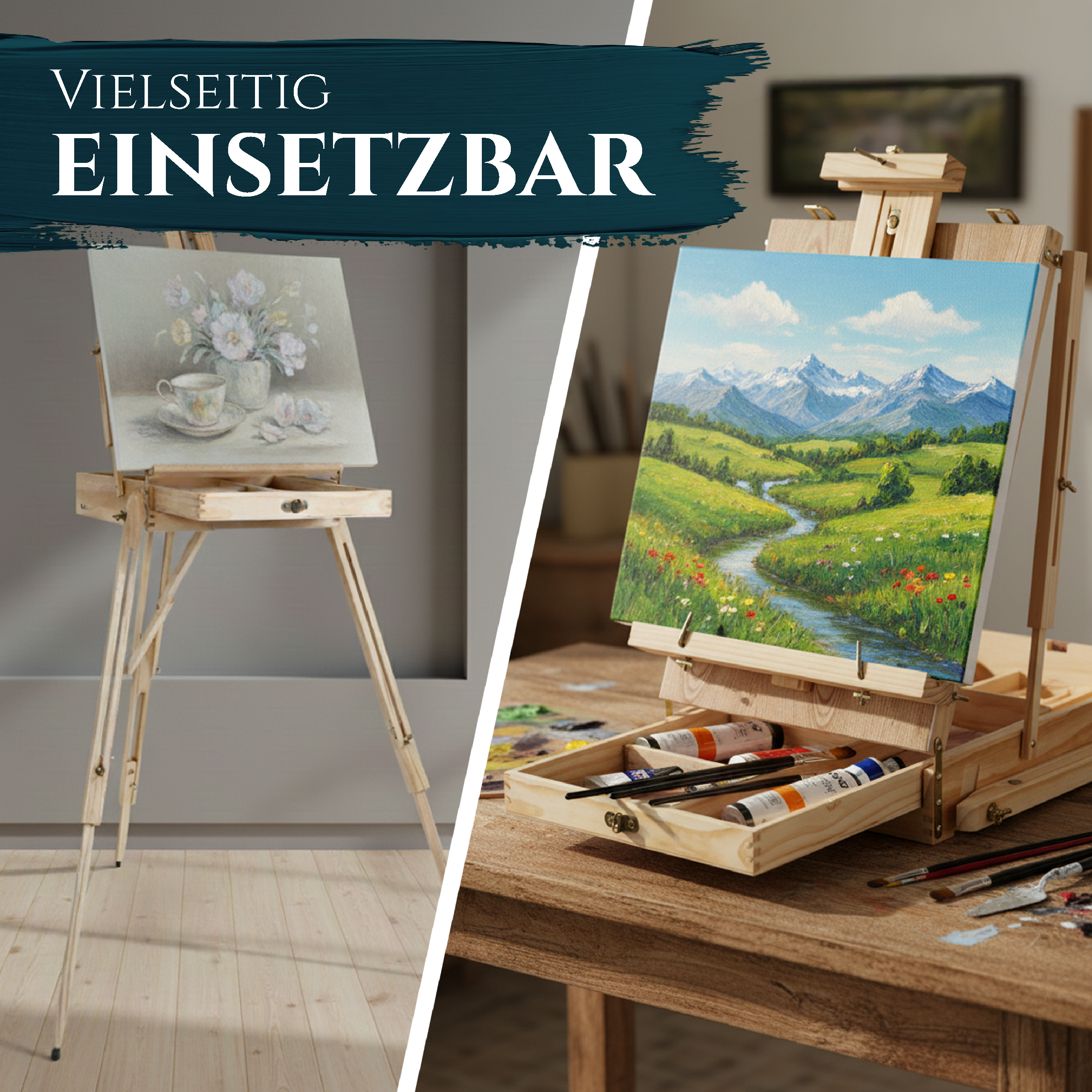 Artina Kofferstaffelei Feldstaffelei Staffelei Madrid aus Kiefern-Holz