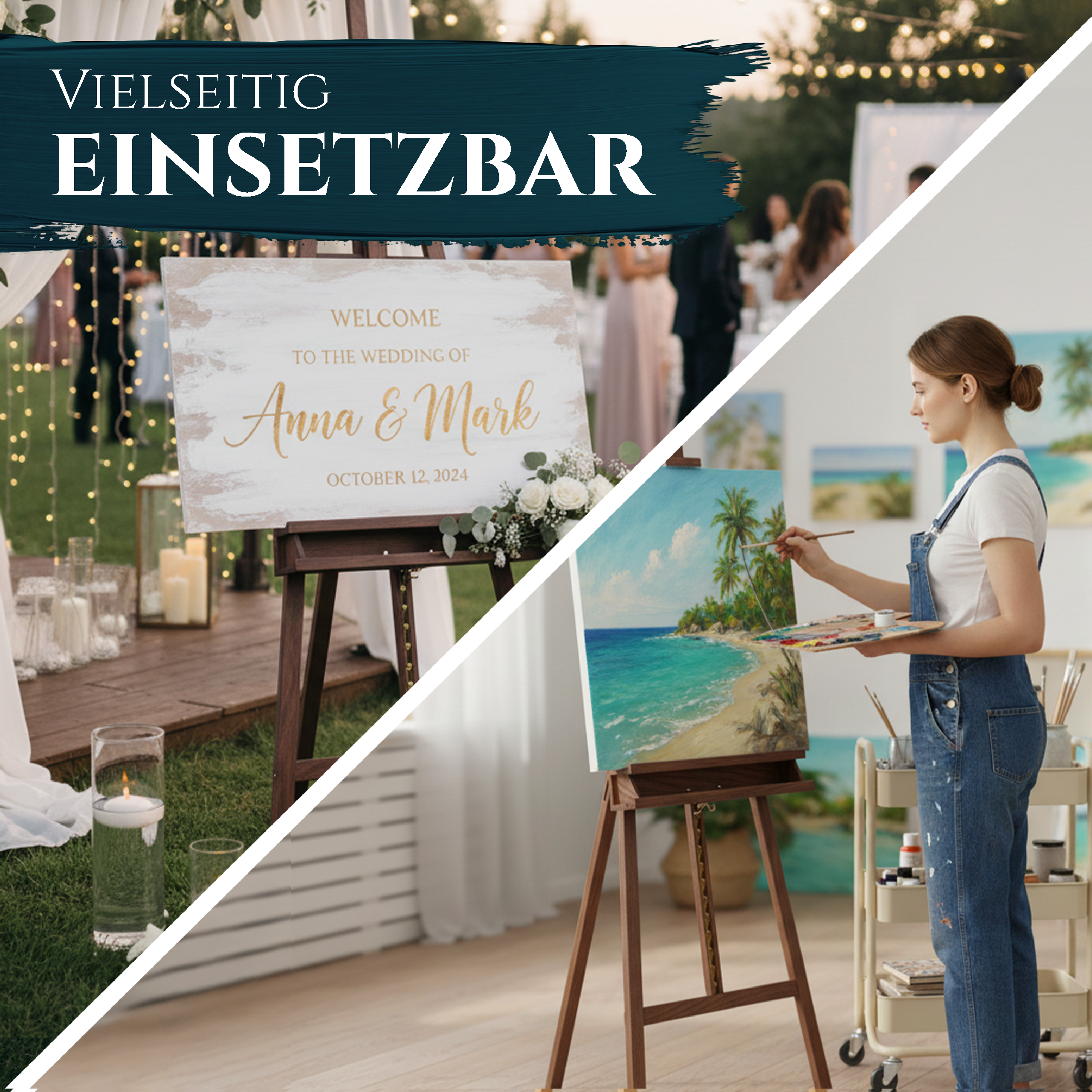 Artina Akademiestaffelei Staffelei Barcelona aus massivem Buchenholz Nussbaum