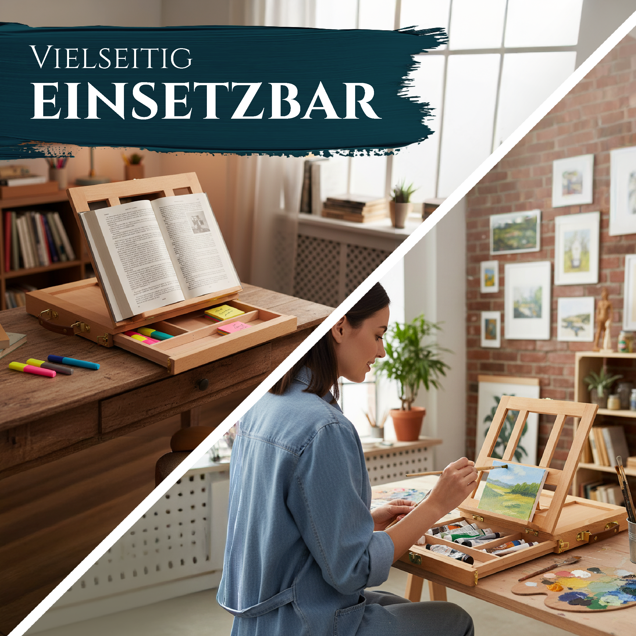 Artina Tischstaffelei Colmar Zeichenbrett Buchstütze Aufbewahrungsfach