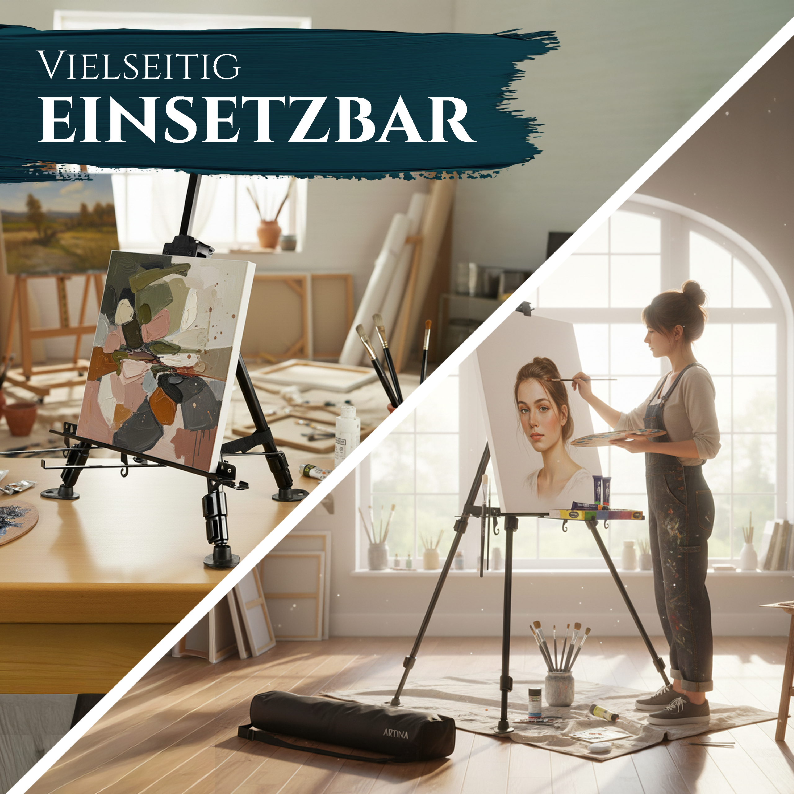 Artina Aluminium-Staffelei Paris Teleskop Feldstaffelei Tischstaffelei