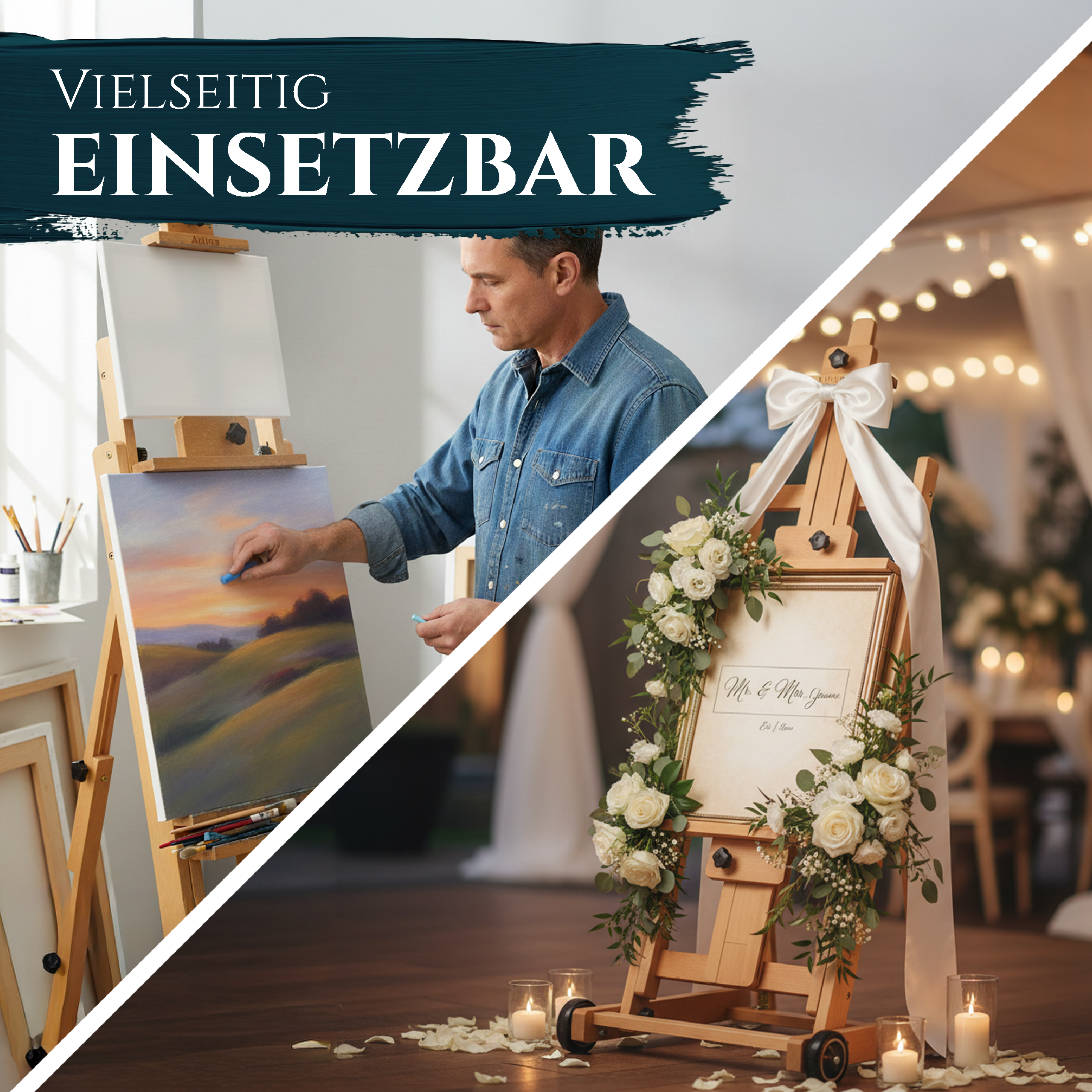 Artina Studiostaffelei Staffelei Bordeaux aus massivem Buchen-Holz