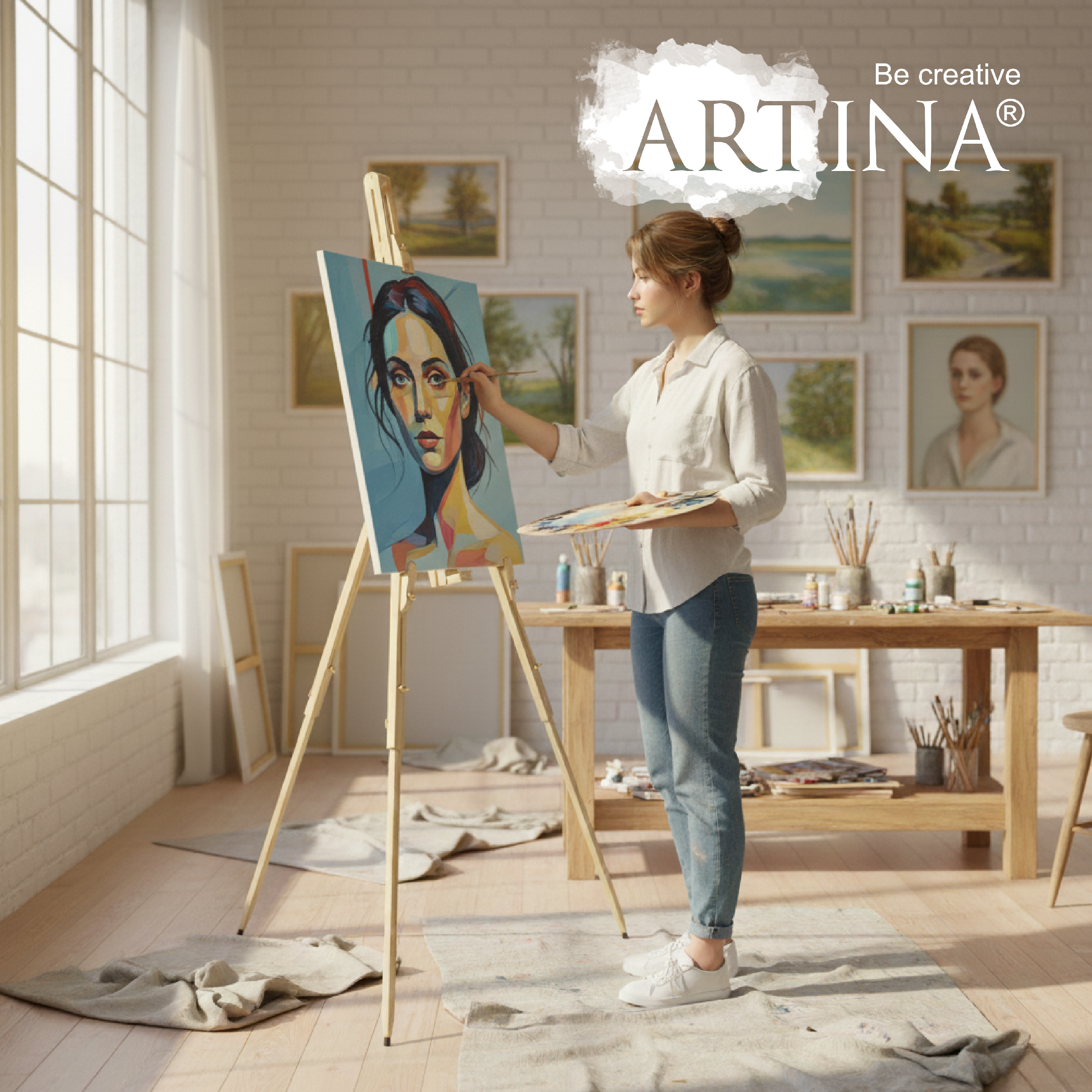 Artina Feldstaffelei Staffelei Malaga aus massivem Kiefern-Holz