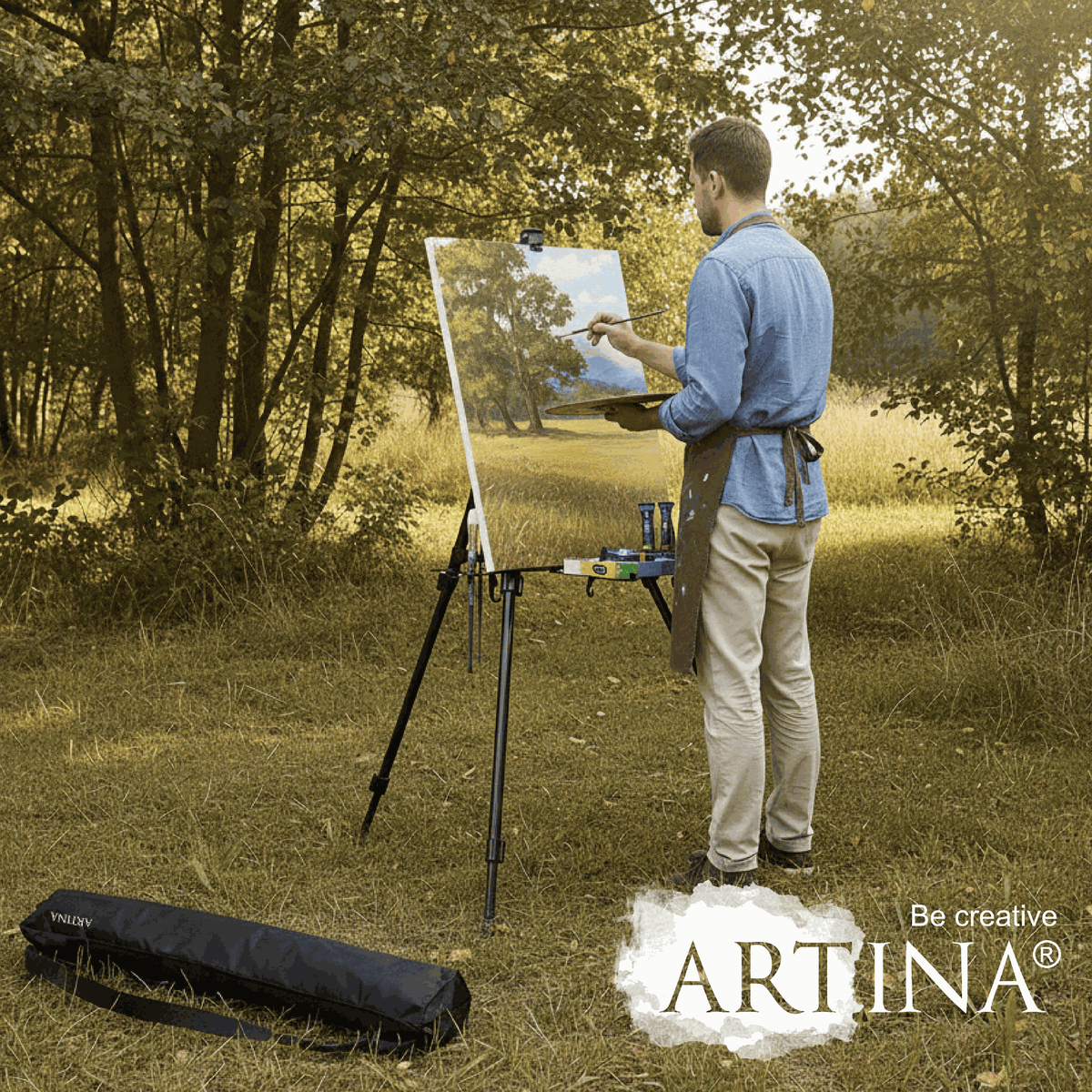 Artina Aluminium-Staffelei Paris Teleskop mit Tasche – Staffeleien-Shop