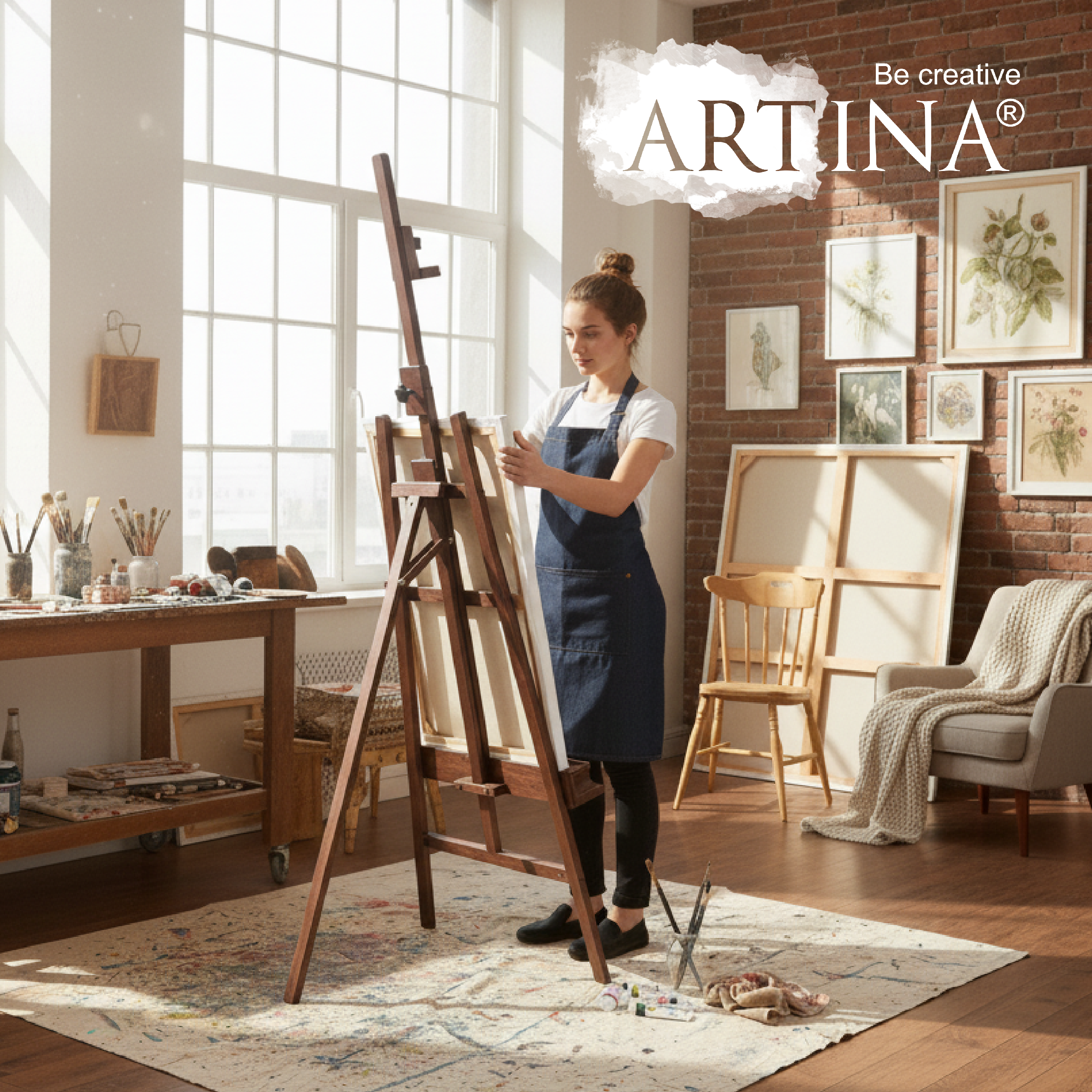 Artina Akademiestaffelei Staffelei Barcelona aus massivem Buchenholz Nussbaum