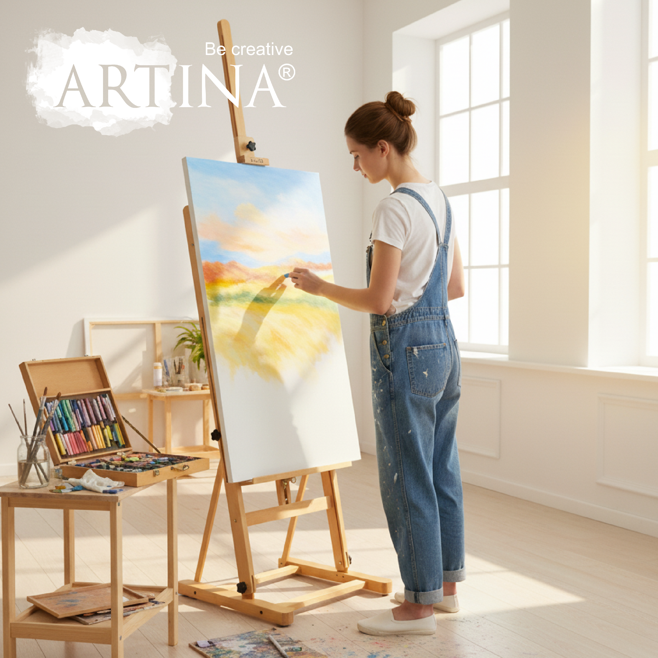 Artina Studiostaffelei Staffelei Siena klappbar aus Buchen-Holz