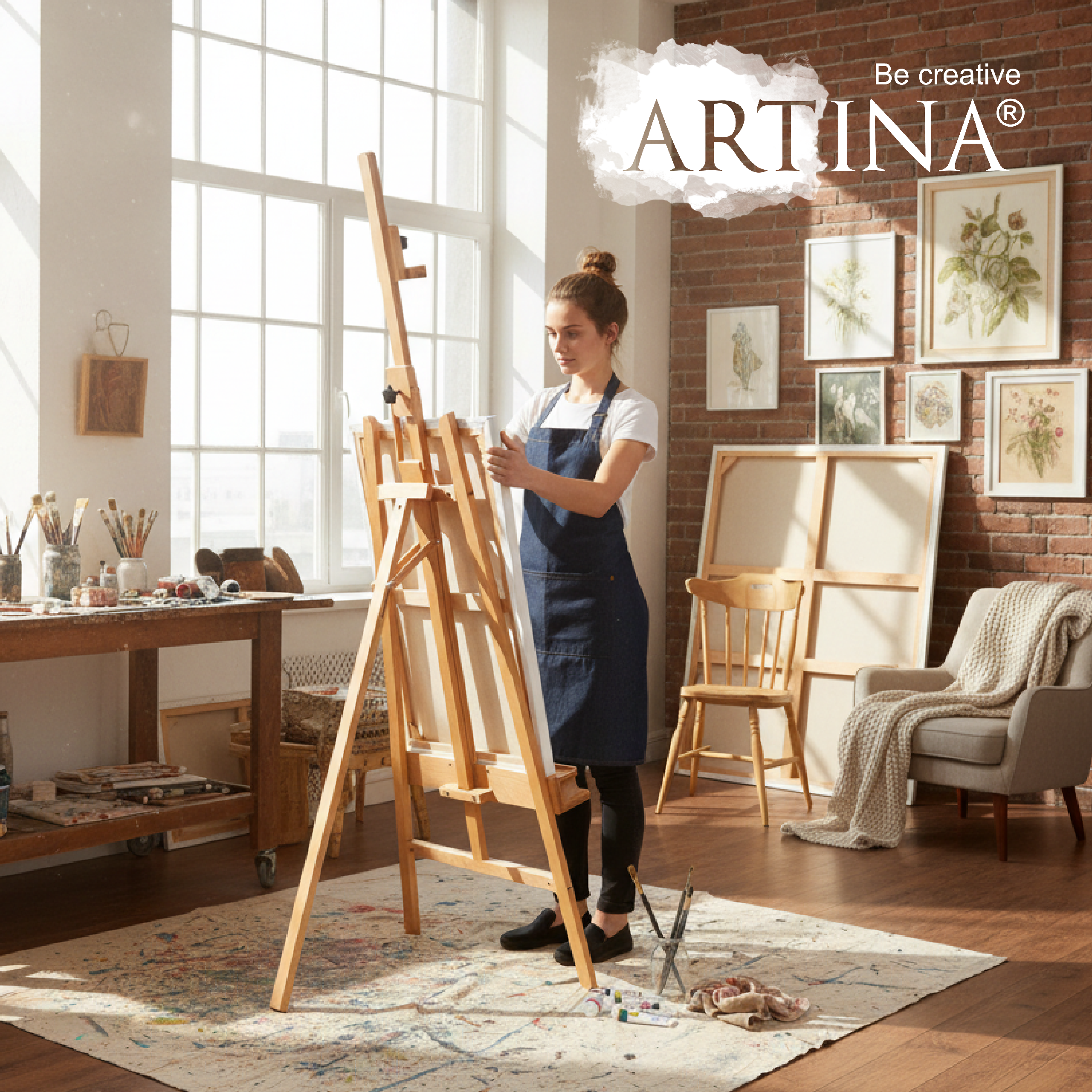 Artina Akademiestaffelei Staffelei Barcelona aus massivem Buchen-Holz