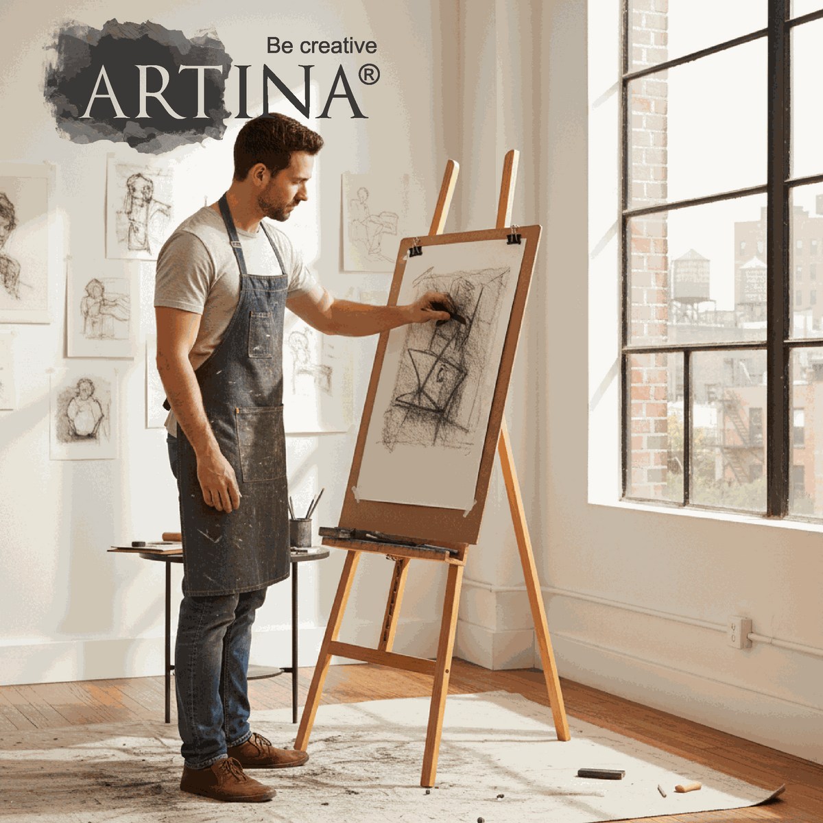 Artina Akademiestaffelei Sevilla – Staffelei aus Buchenholz – Staffeleien-Shop