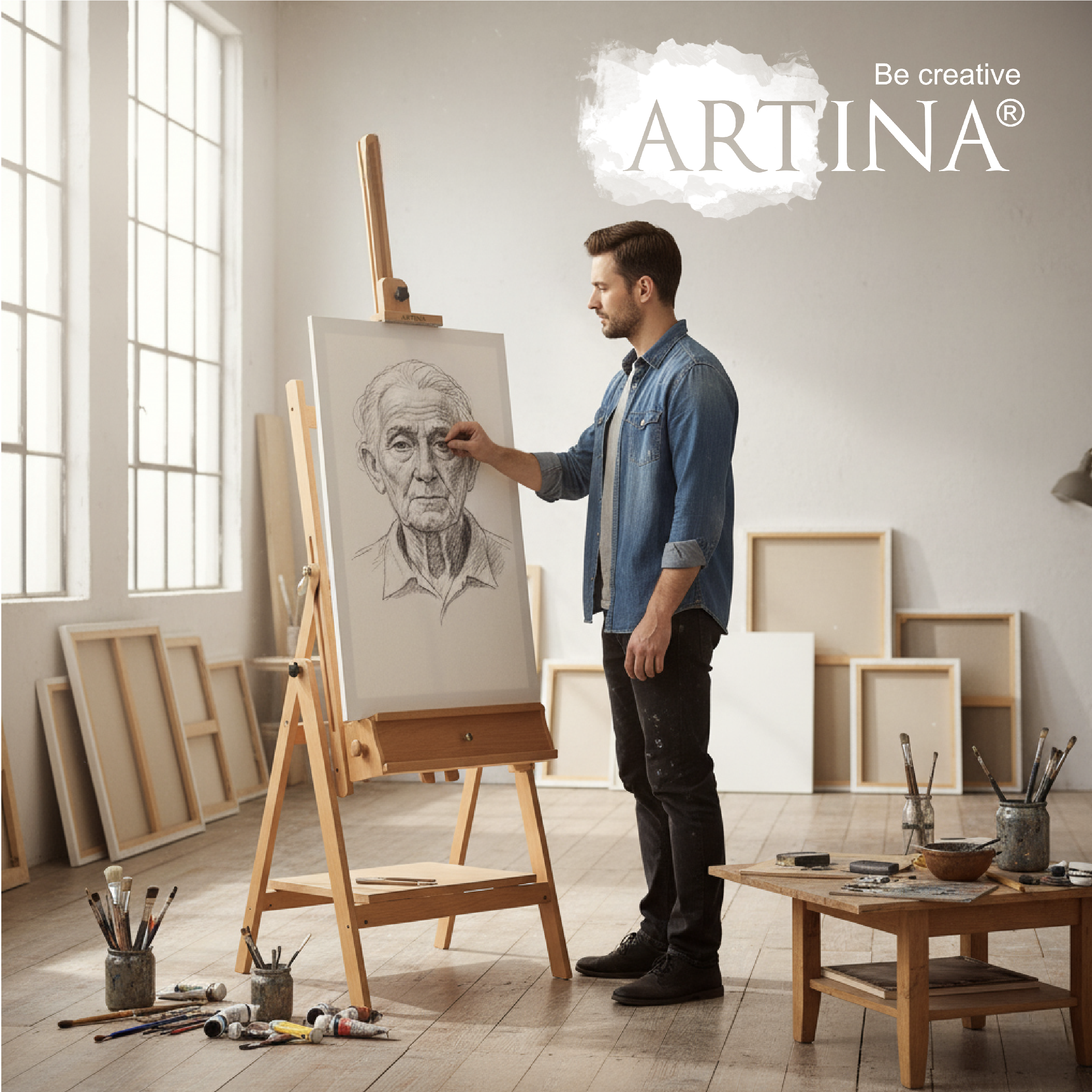 Artina Atelierstaffelei Aquarellstaffelei Staffelei Napoli aus Buche