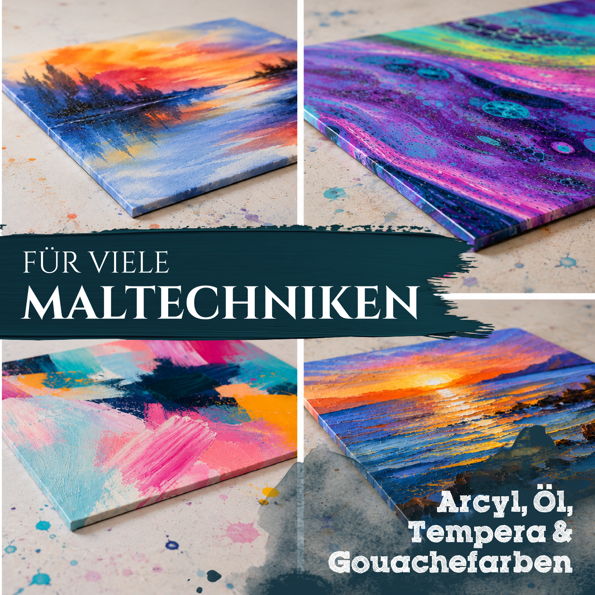 Artina Malkarton 5er Set Leinwand 3 mm in verschiedenen Größen