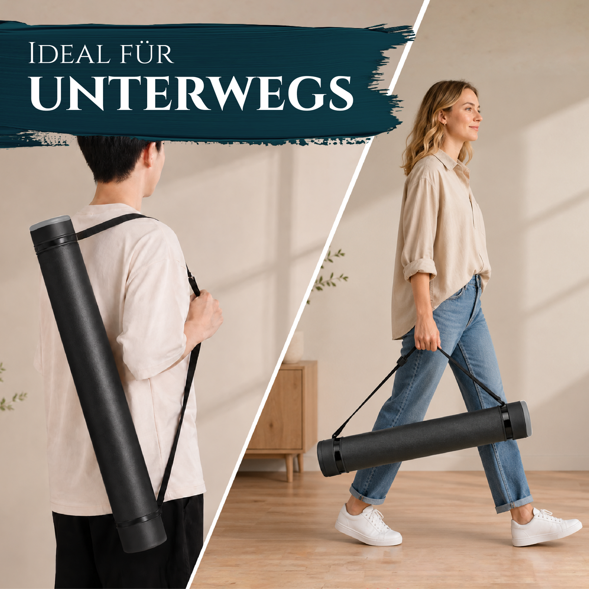 Artina Posterrolle A0 Transportrolle 60–100 cm Schwarz/Weiß/Silber Archiva
