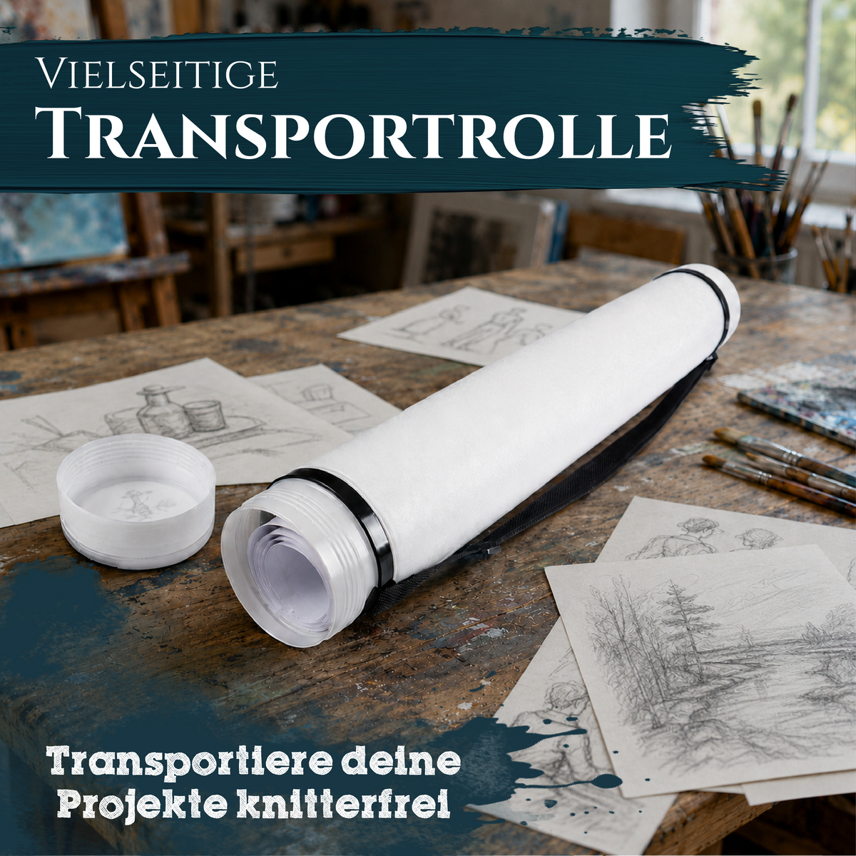 Artina Posterrolle A0 Transportrolle 60–100 cm Schwarz/Weiß/Silber Archiva