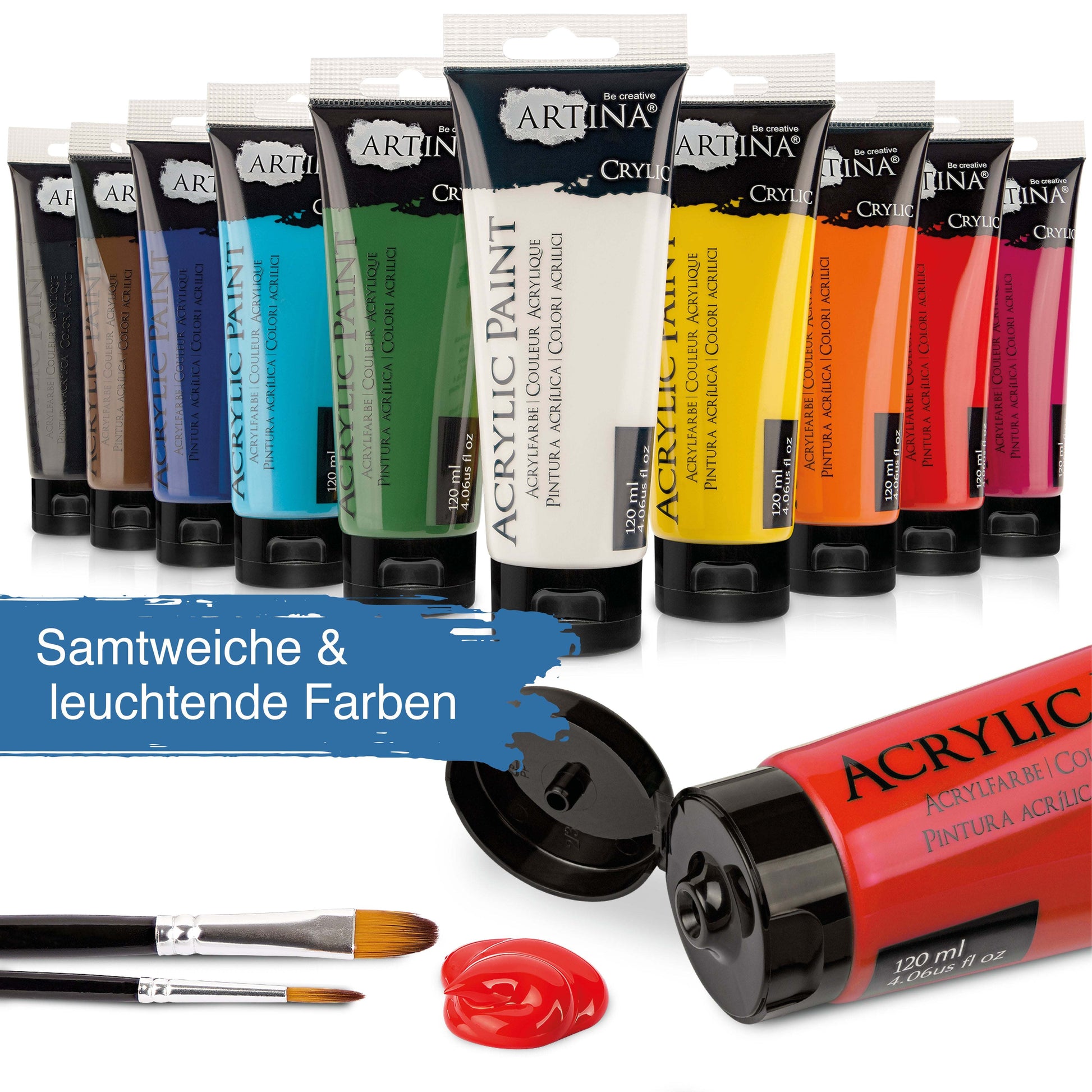 Artina Crylic Intro-Set Acrylfarben 10 Tuben 120ml schnell trocknend und lichtecht
