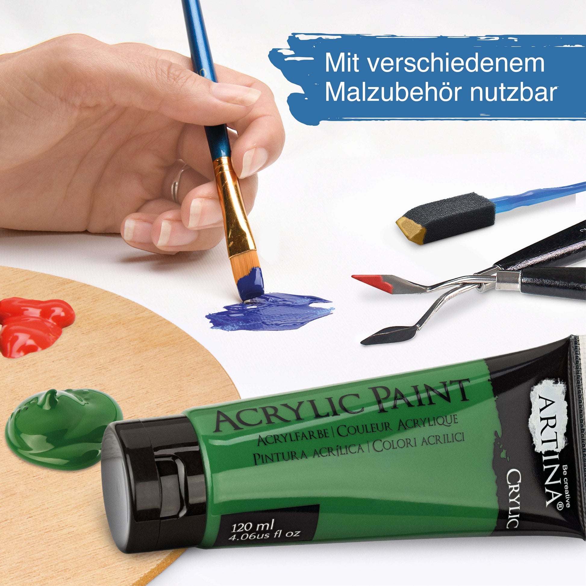 Staffelei Madrid Malset mit Acrylfarben und Pinseln für Einsteiger
