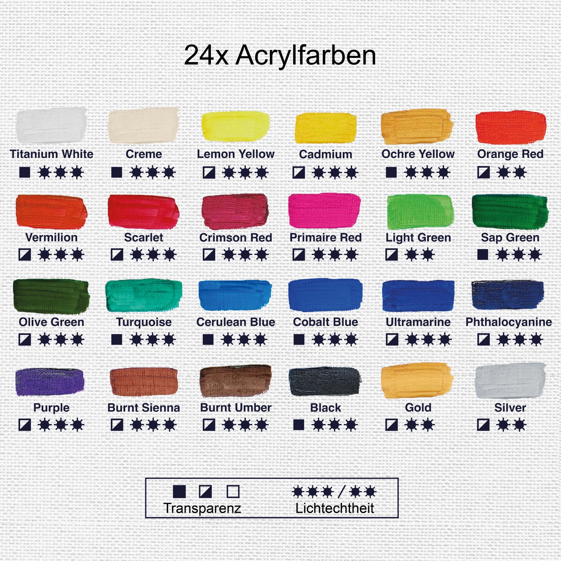 Artina Crylic Acrylfarben Set mit 24x120ml kräftigen, schnell trocknenden Acrylfarben in vielfältigen Farben und hoher Lichtechtheit